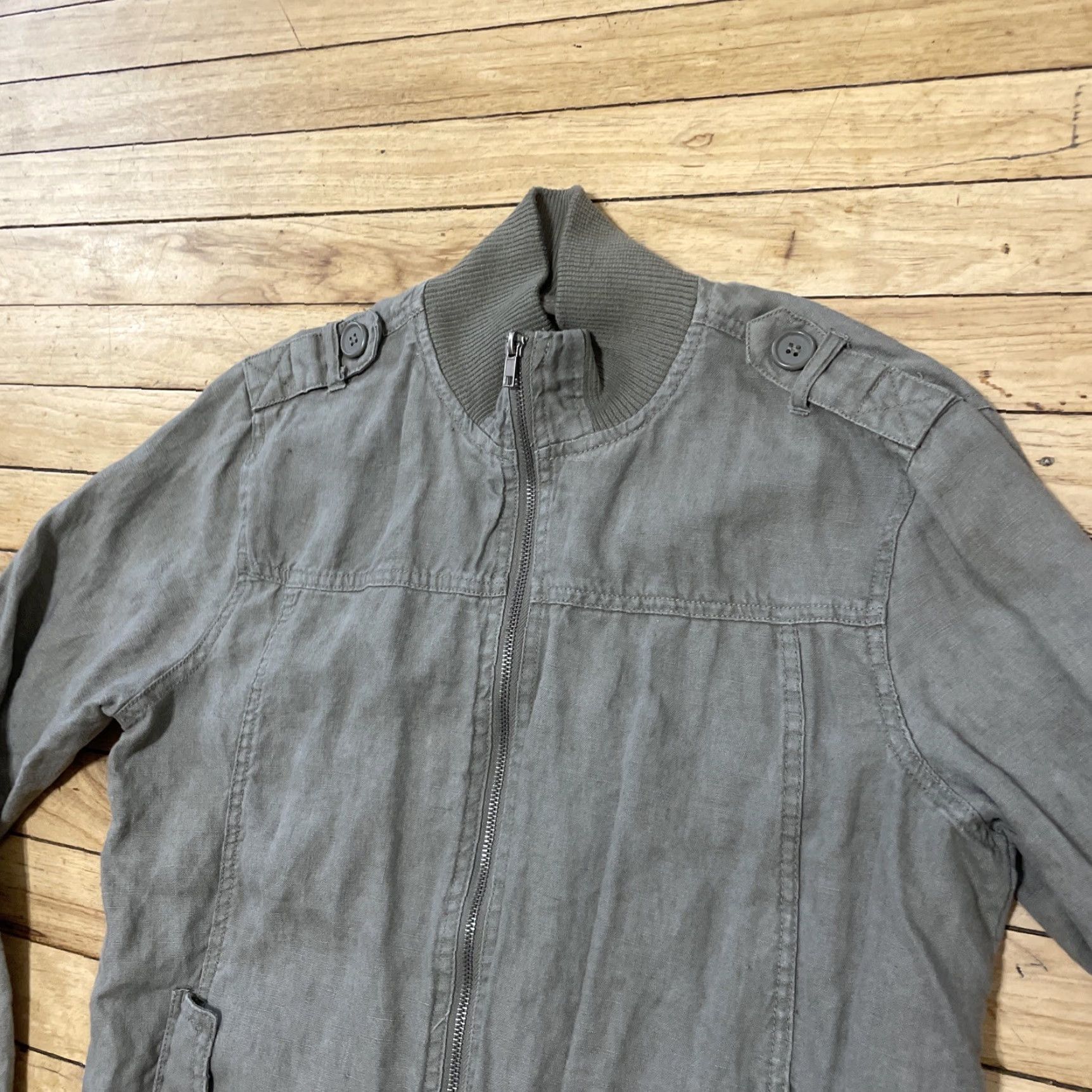 21 Men VINTAGE Flight 21MEN 100% Linen Bomber Jacket Men M Green Army Military Light Layer Shirt Size US M / EU 48-50 / 2 - 5 Thumbnail