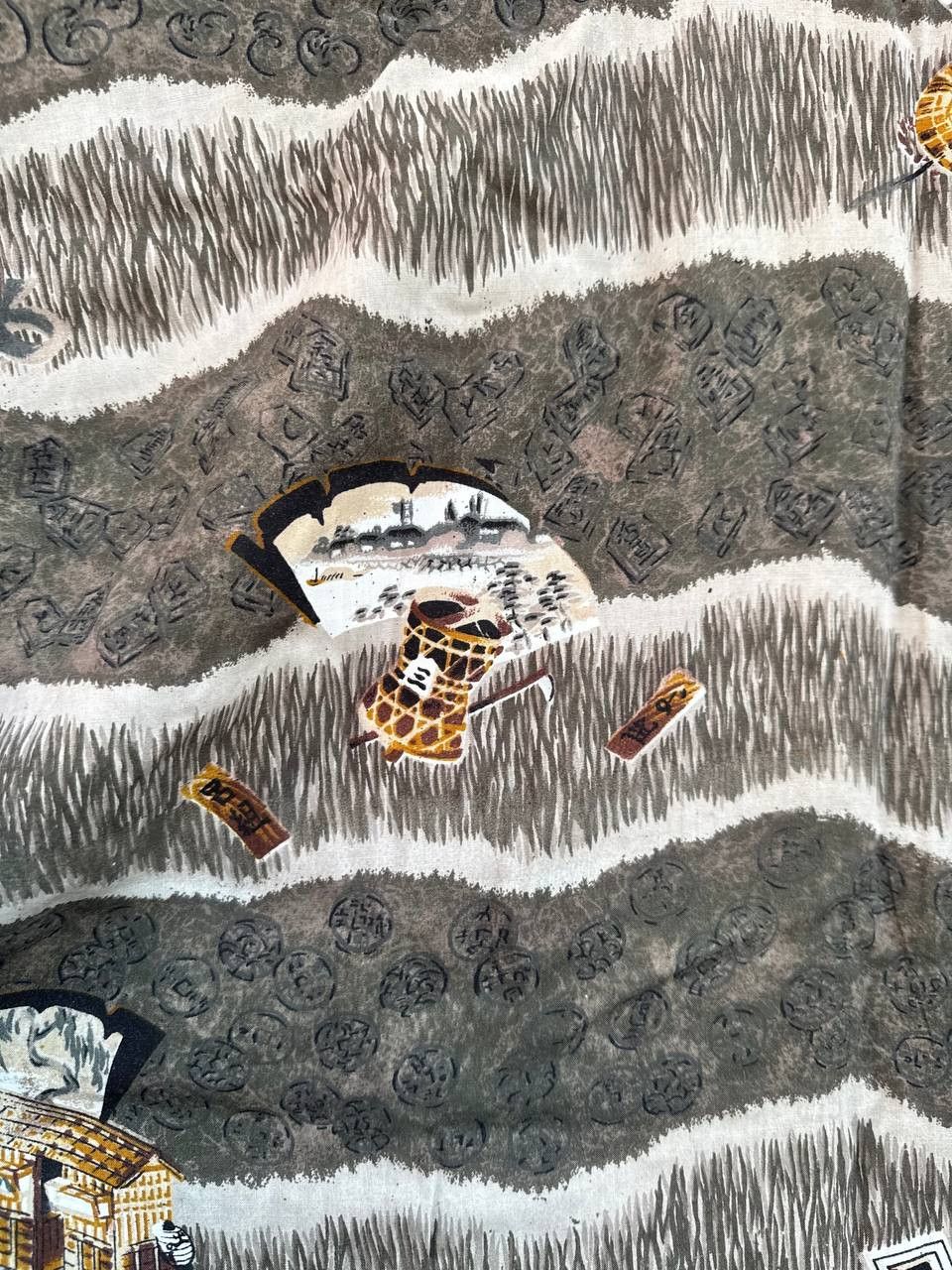 Other Vintage Japanese Silk Kimono Fan Scenic Medallion Size US L / EU 52-54 / 3 - 3 Thumbnail