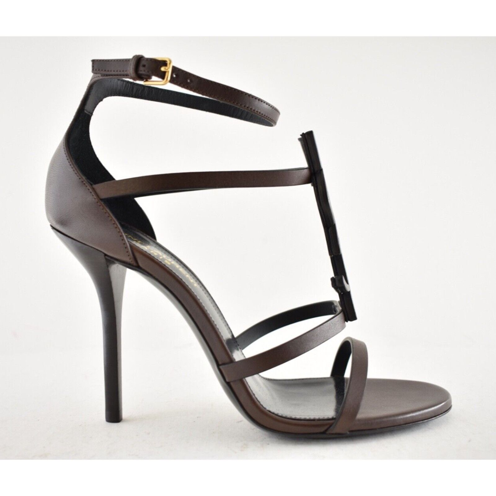 Yves Saint Laurent Saint Laurent Cassandra Tmoro Brown Leather YSL Logo Size US 7 / IT 37 - 2 Thumbnail