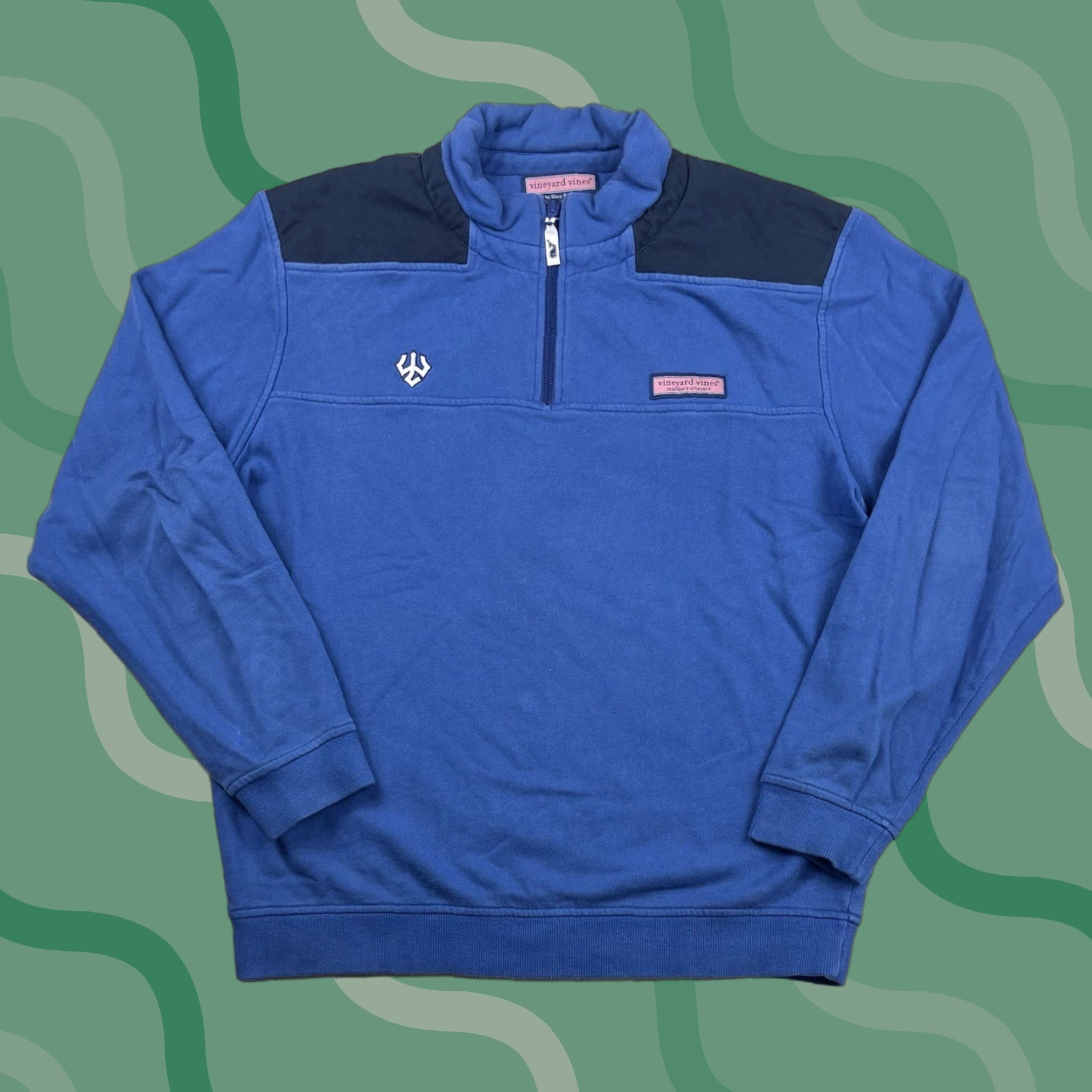 Vineyard Vines VINEYARD VINES Men's Shep Shirt Pullover 1/4 Zip Sweatshirt Blue M Collegiate Casual Logo Size US M / EU 48-50 / 2 - 1 Thumbnail