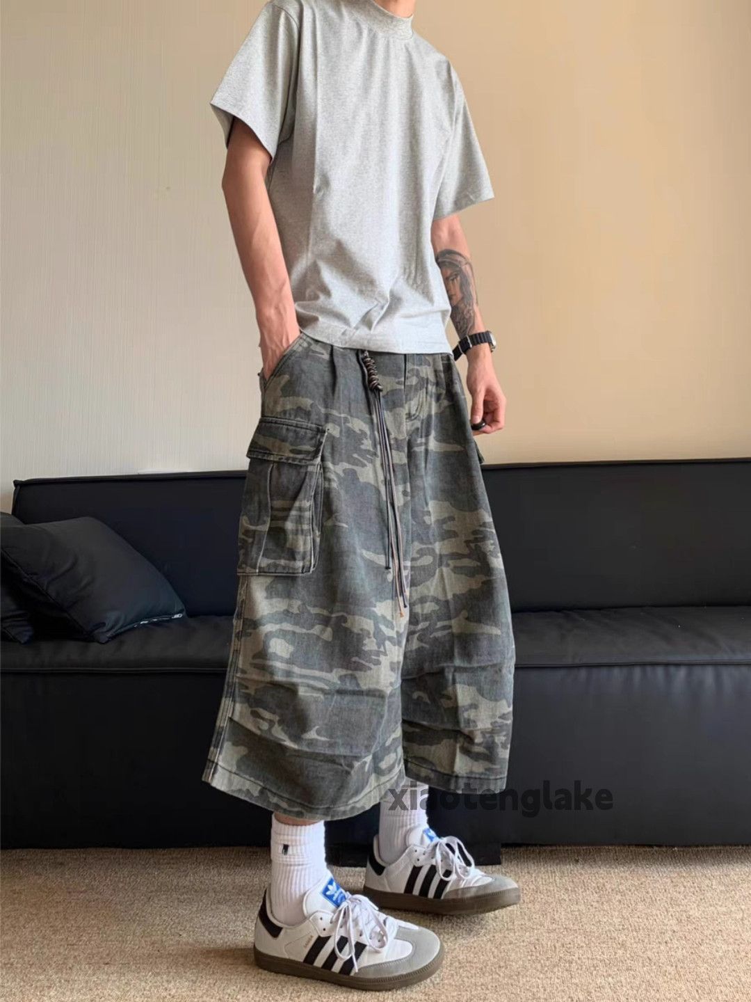Vintage Unisex outdoor utility loose baggy hiphop cargo shorts Size US 28 / EU 44 - 6 Thumbnail