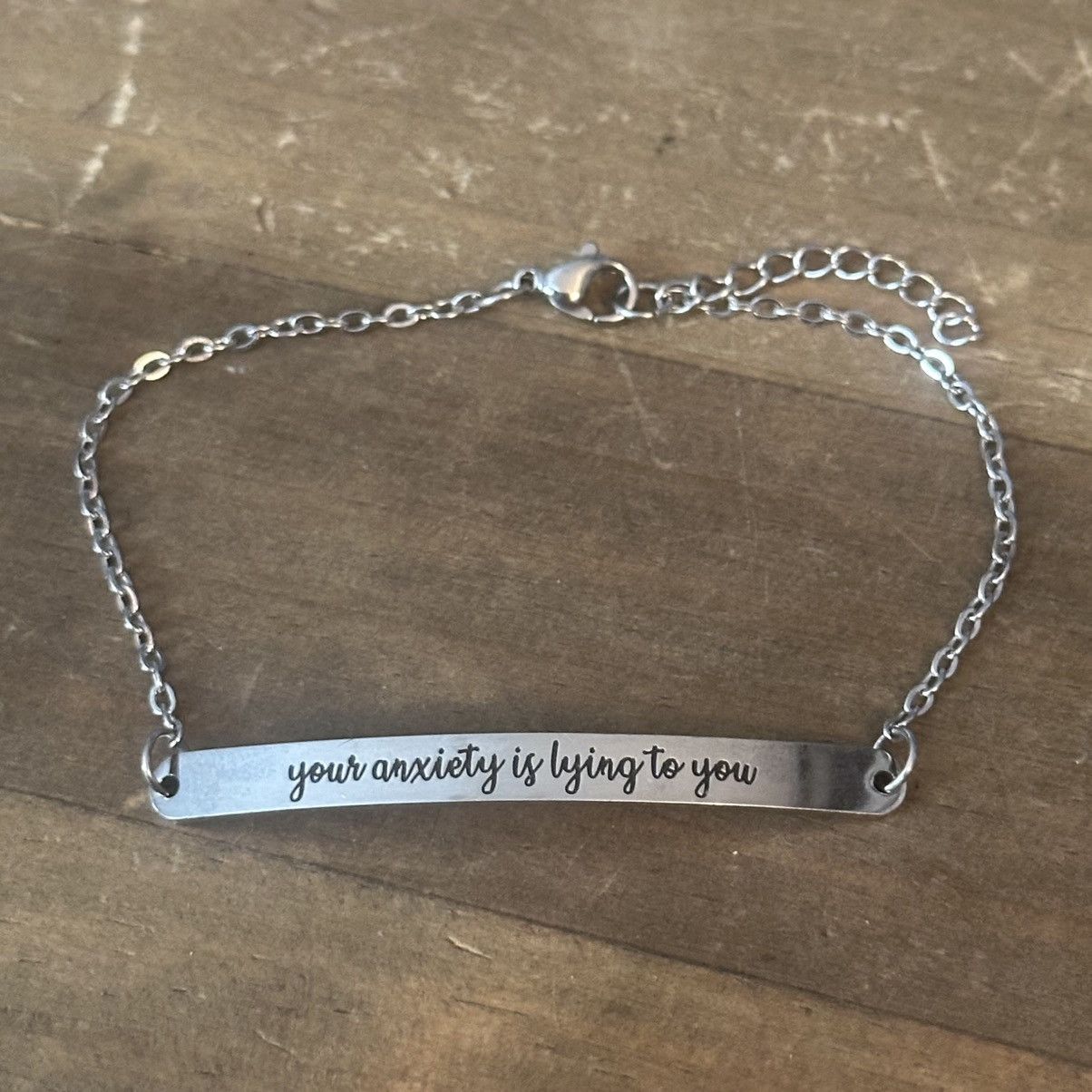 Other Stainless steel “Your anxiety is lying to you”plate bracelet Size ONE SIZE - 2 Thumbnail