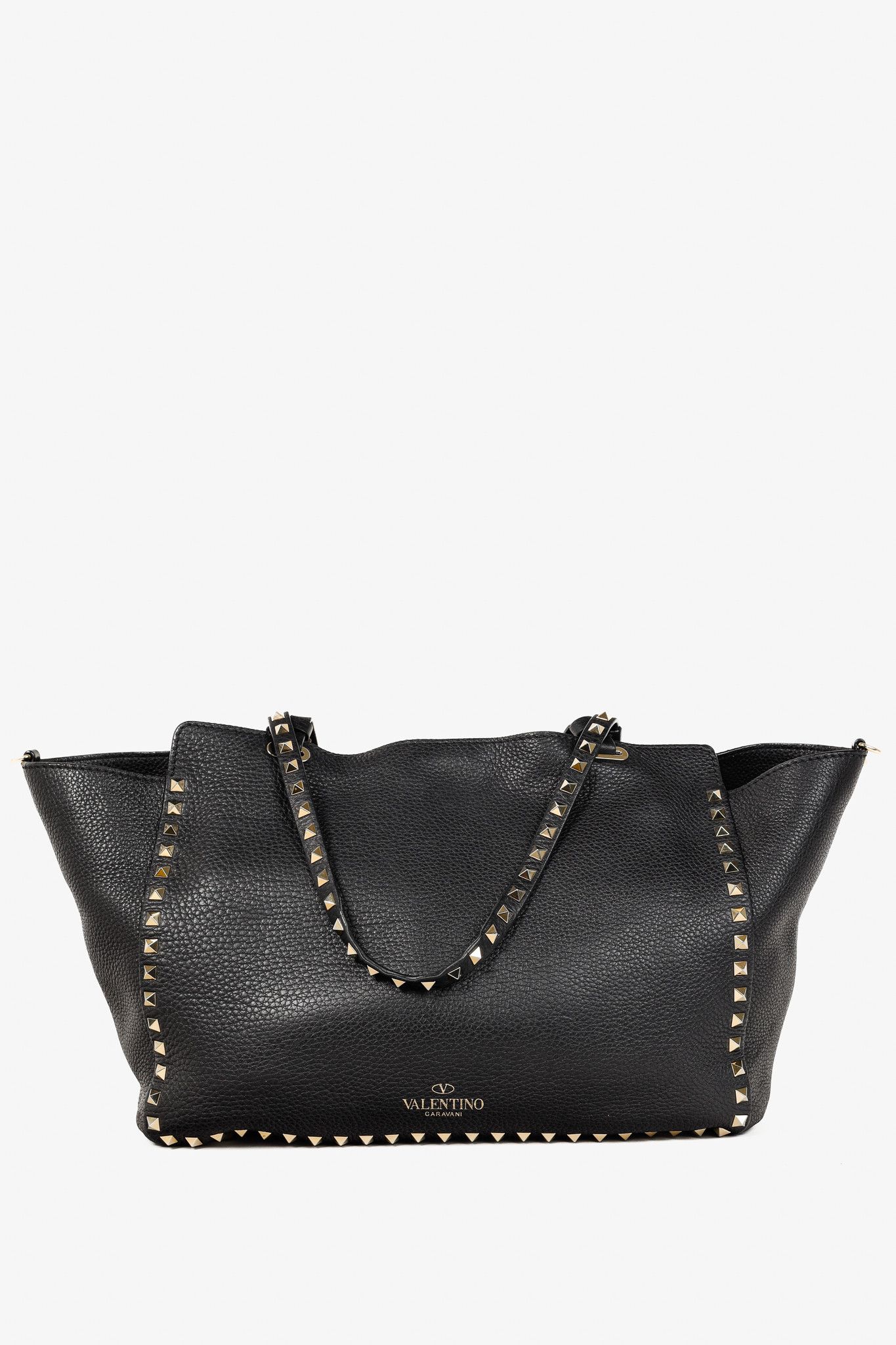 Valentino Valentino Garavani Medium Rockstud Pebbled Calfskin Tote Size ONE SIZE - 4 Thumbnail