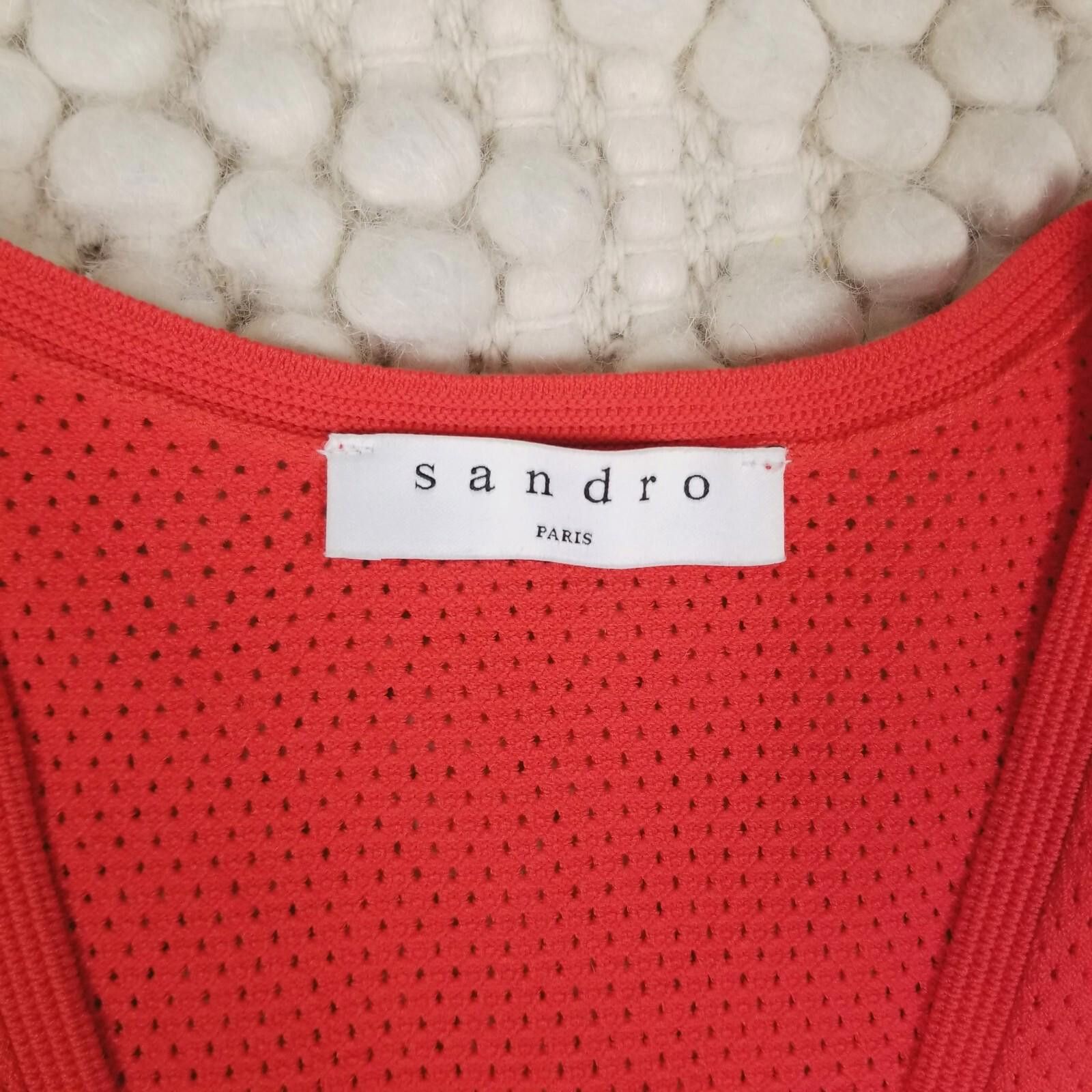 Sandro Sandro V-Neck Ribbed-Knit Dress Red 2 (US 4-6) Size S / US 4 / IT 40 - 7 Thumbnail
