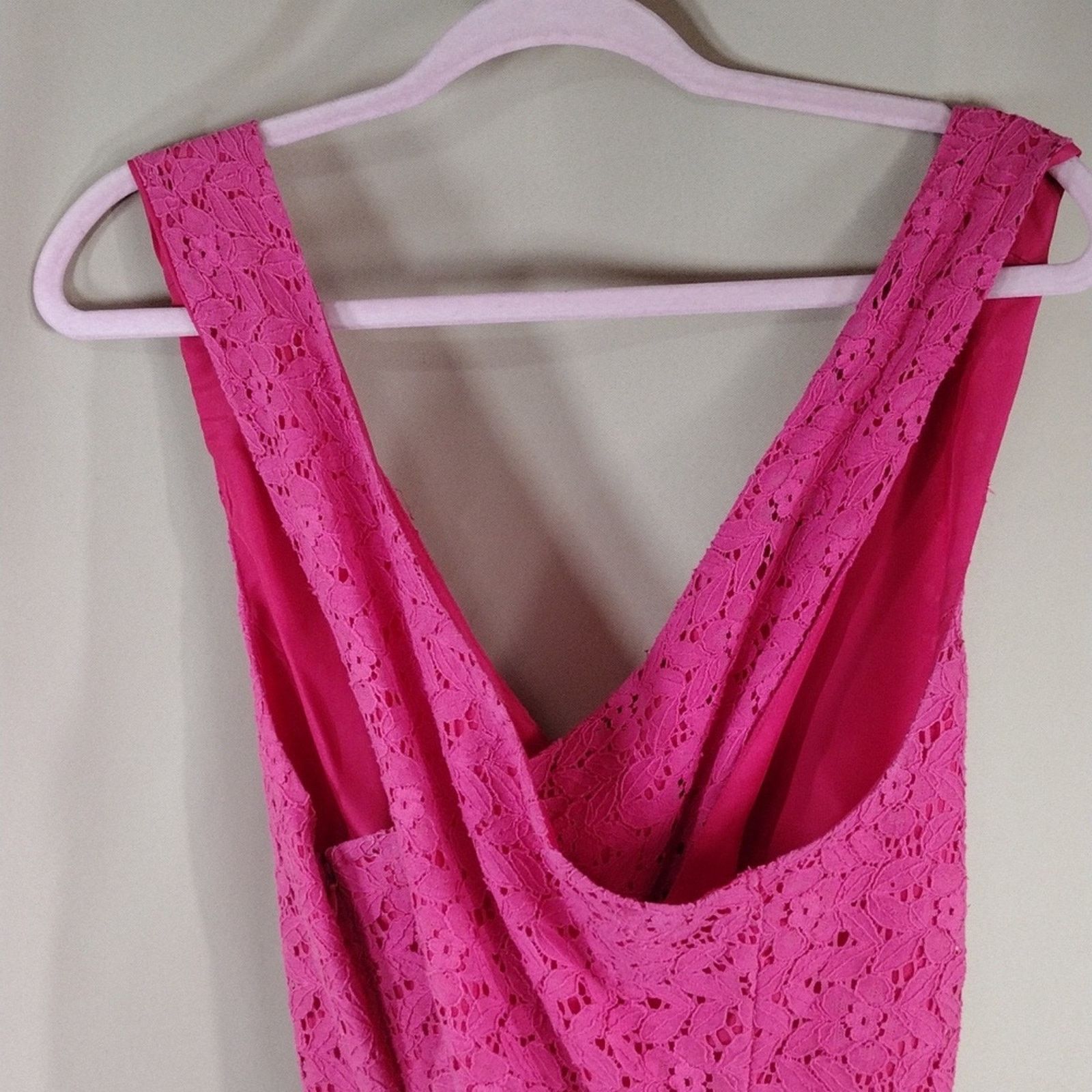 Other Nicole by Nicole Miller Hot Pink Lace Top Flowy Blouse Size M / US 6-8 / IT 42-44 - 3 Thumbnail