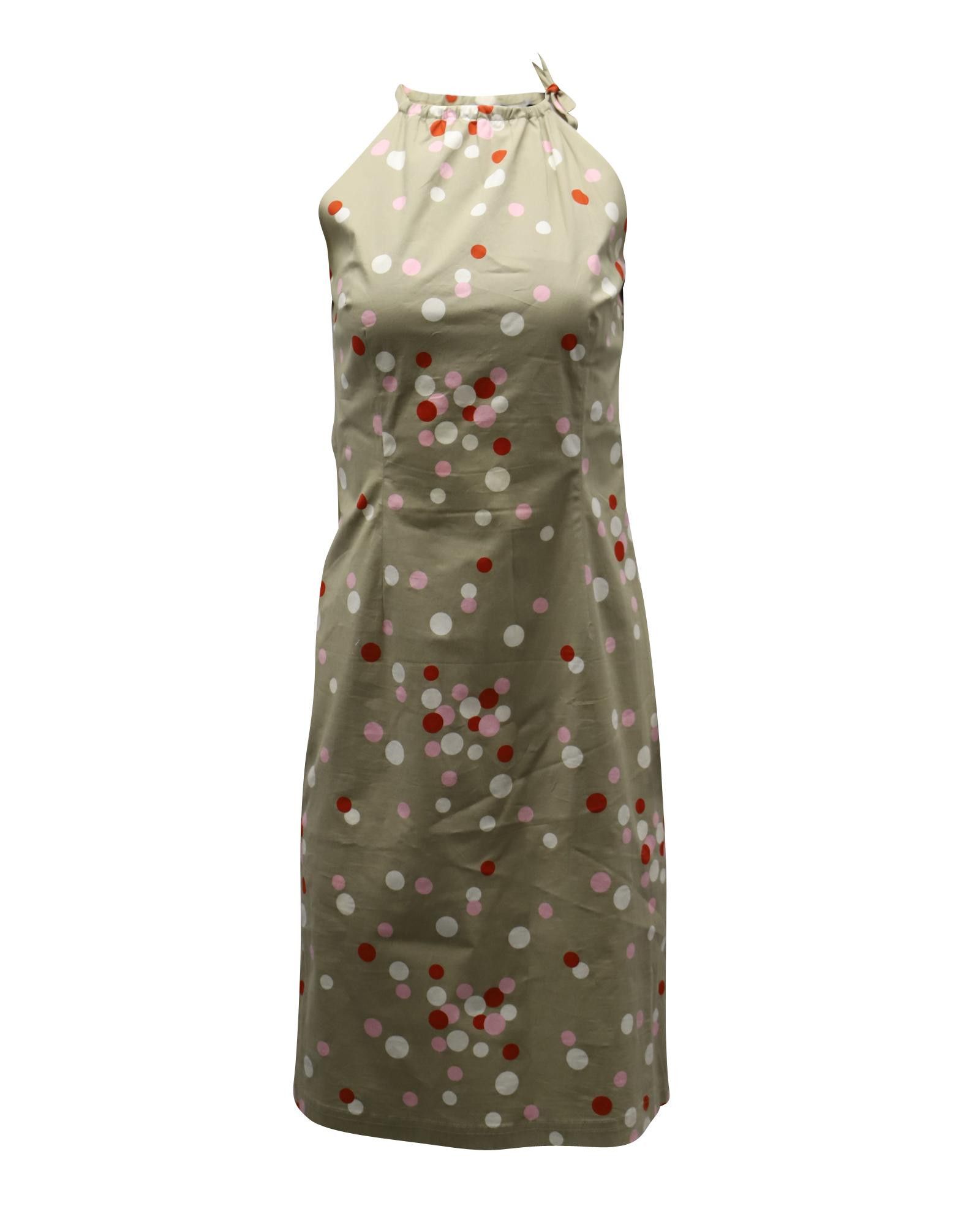 image of Polka Dot Halter Dress In Beige Cotton By Sportmax in Beige Print, Women's (Size Medium)