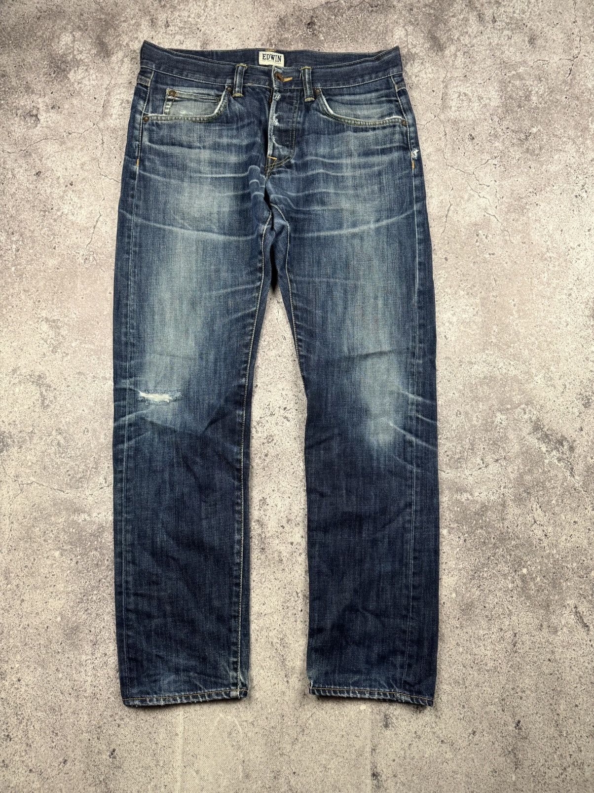 Edwin VINTAGE EDWIN BAGGY DISTRESSED JEANS JAPANESSE DENIM Y2K Size US 32 / EU 48 - 4 Thumbnail