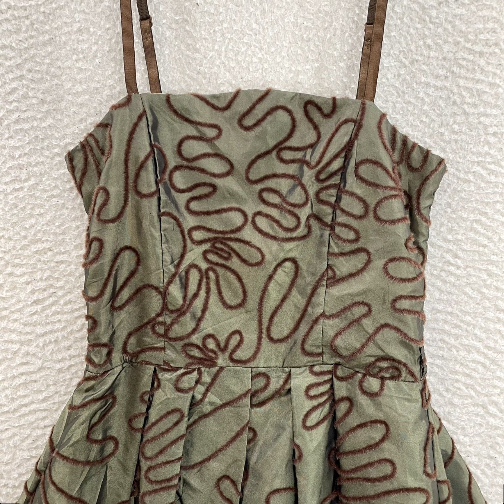 Vintage Y2K Vintage Puff Mini Dress M Medium Green Brown Boho Fairy Grunge Whimsigoth N/A Size M / US 6-8 / IT 42-44 - 3 Thumbnail