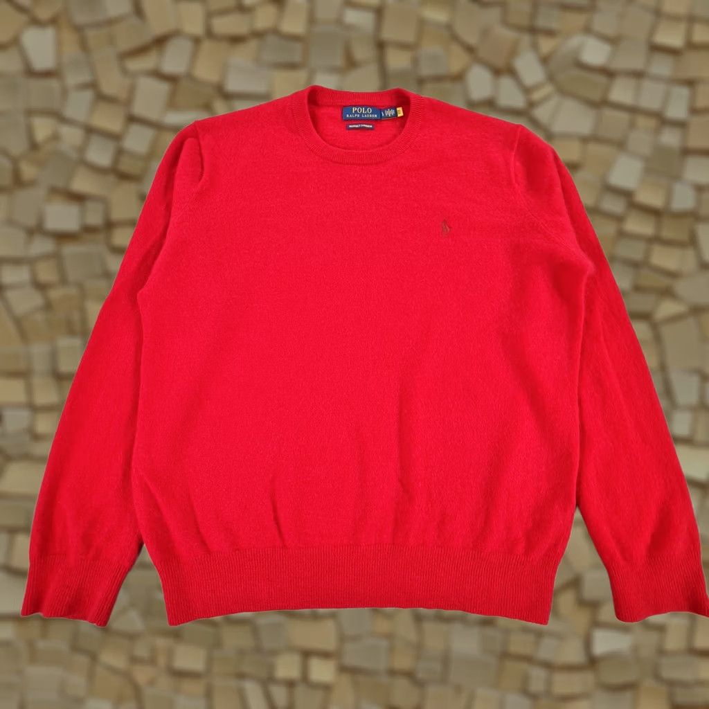 Polo Ralph Lauren Polo Ralph Lauren Mens Jumper Red Large 100% Cashmere Knit Pullover Size US L / EU 52-54 / 3 - 1 Thumbnail