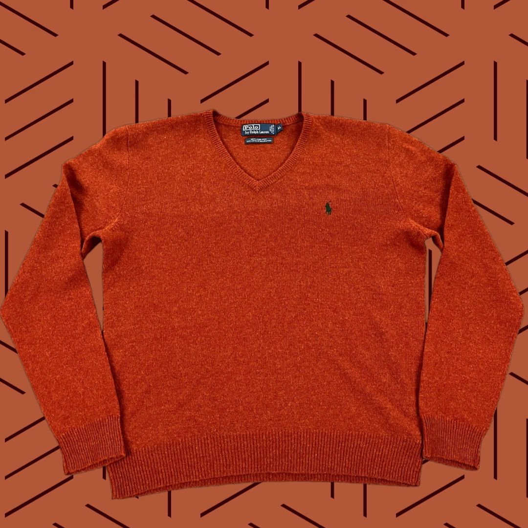 Polo Ralph Lauren Polo Ralph Lauren Sweater Men's XL Lambswool Burnt Orange V-Neck Pullover Size US XL / EU 56 / 4 - 1 Thumbnail