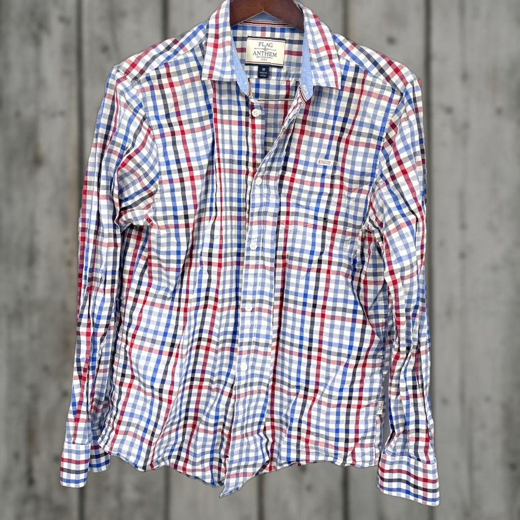 Flag & Anthem Flag & Anthem Button Down Shirt Mens Medium Checkered Western Cowboy Size US M / EU 48-50 / 2 - 1 Thumbnail