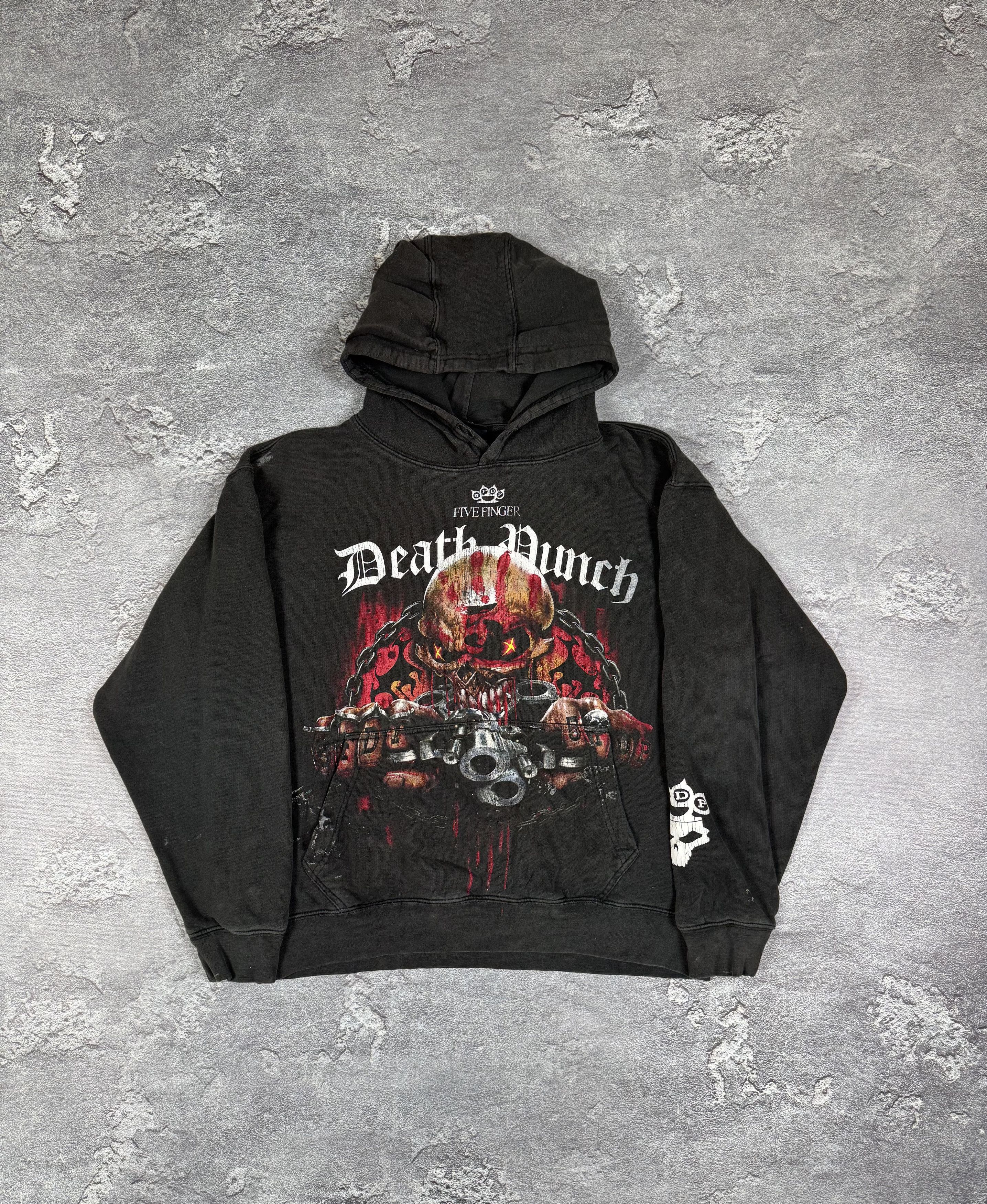 If Six Was Nine Y2K 2000s Gothic Skulls Spiral Distressed Faded Hoodie Size US XXL / EU 58 / 5 - 1 Thumbnail