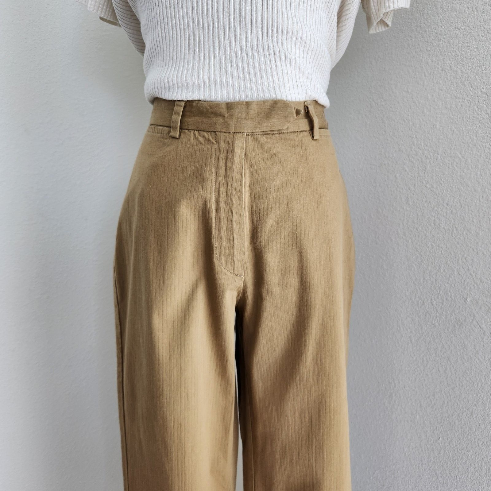 C.P. Company VintageTan High Rise Pinstripe Straight Leg Pants Italy 2 Size 26" / US 2 / IT 38 - 2 Thumbnail
