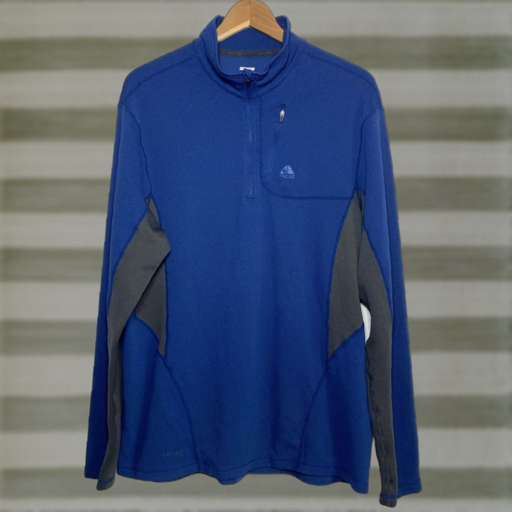 Nike Nike Dri-Fit ACG 1/4 Zip Pullover Shirt XL Blue Men’s (Long Sleeve) Activewear Pullover Zip Mock Neck Logo 100% Polyester Size US XL / EU 56 / 4 - 1 Thumbnail