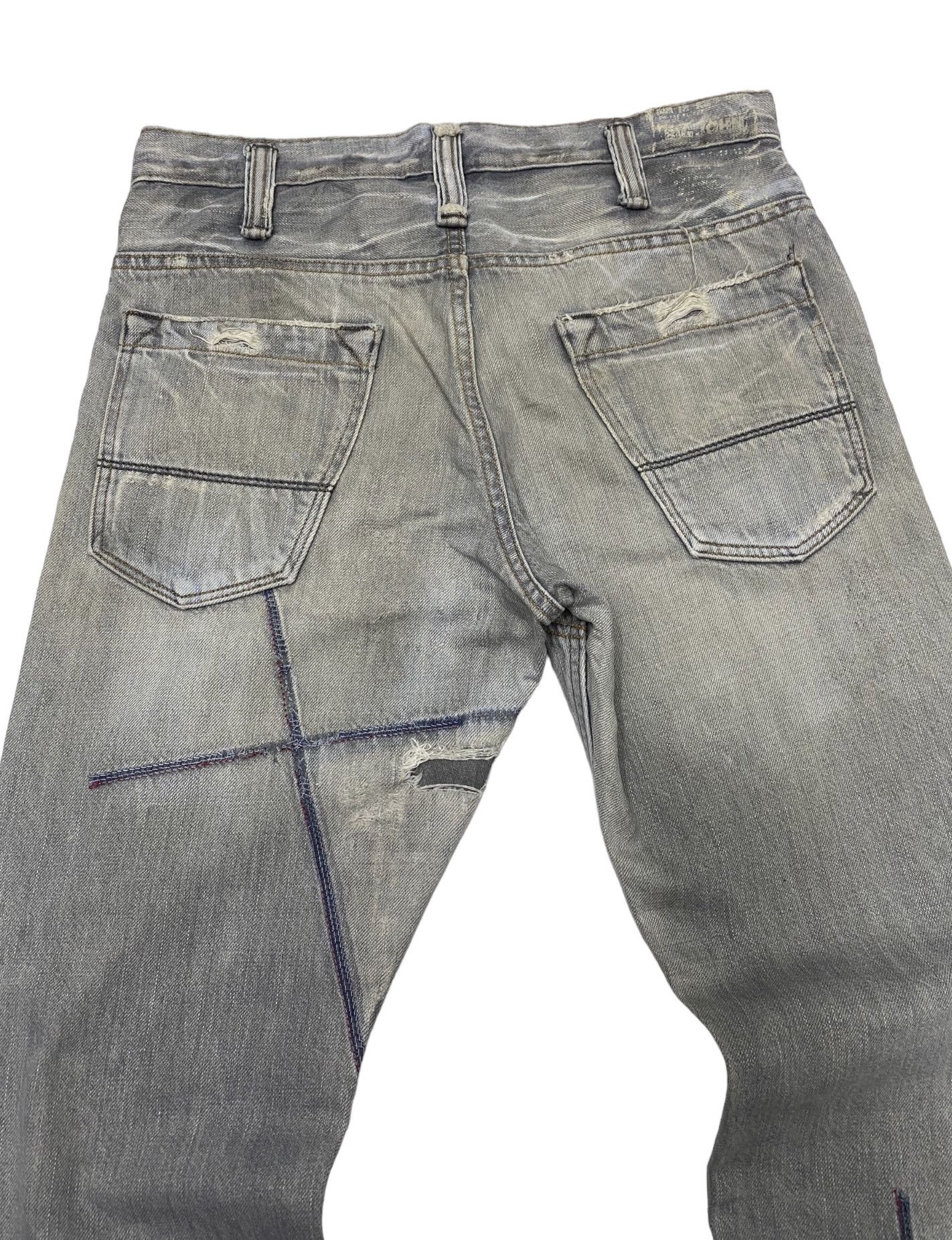 Big John Rare Big John Distress Double Knee Denim Jeans Work Size US 32 / EU 48 - 7 Thumbnail