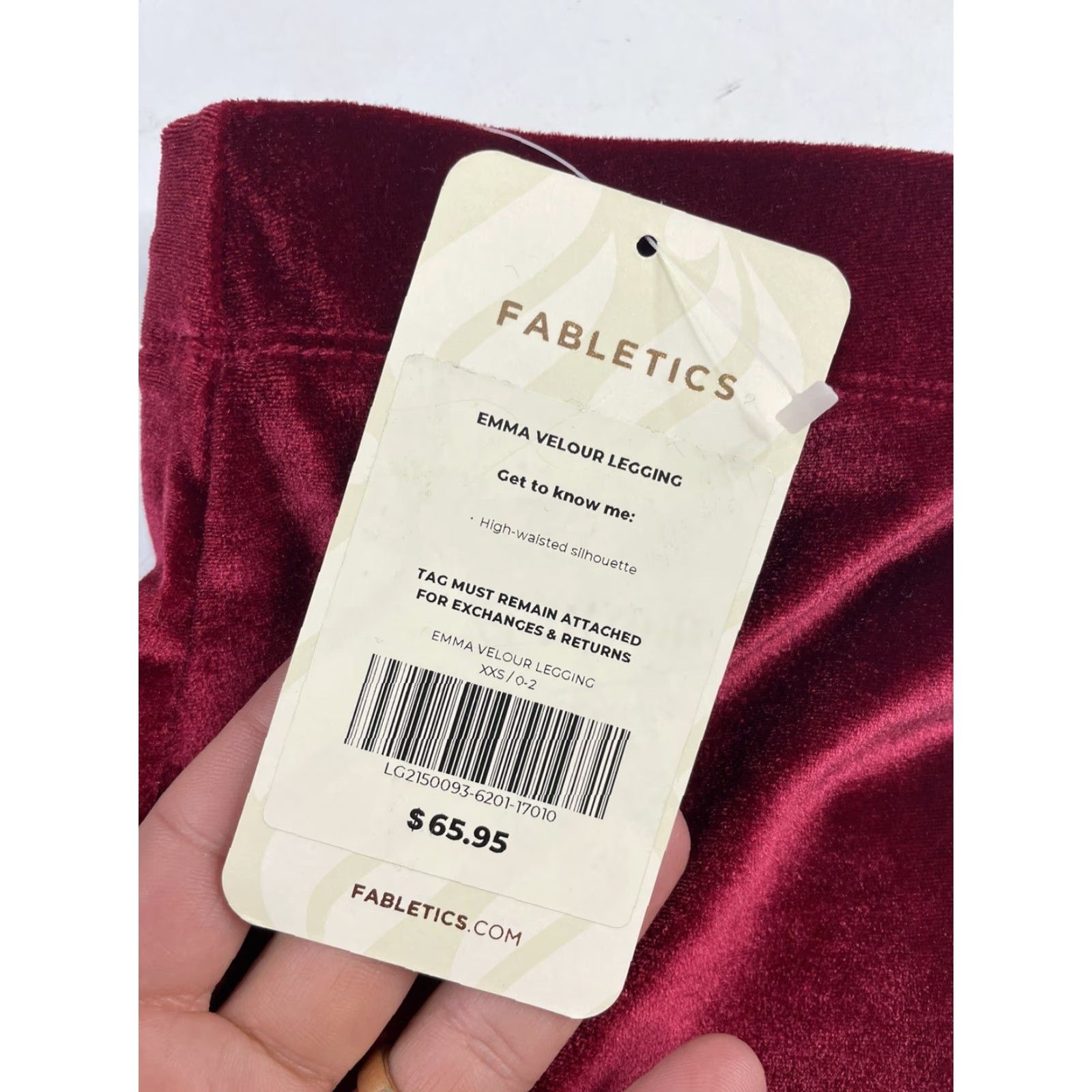Fabletics NWT Fabletics Emma Velour Leggings Red Cherry Burst Womens XXS Holiday Size 24" / US 00 / IT 34 - 2 Thumbnail