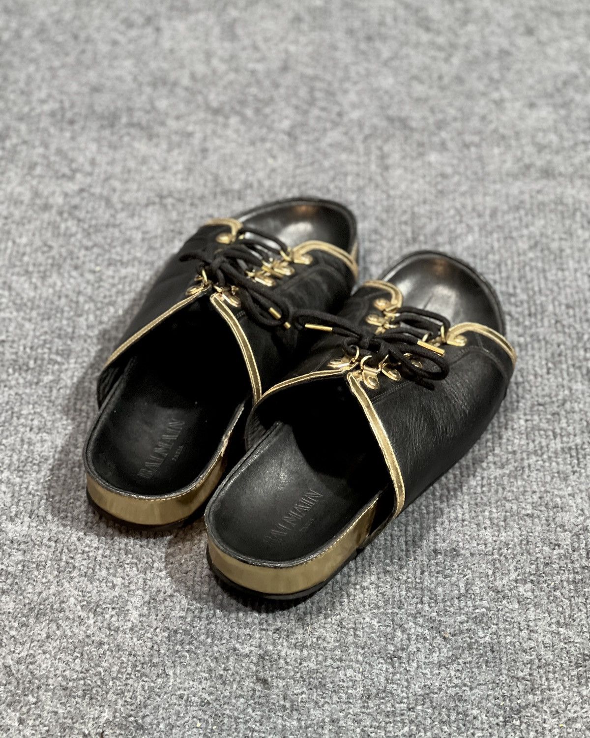Balmain BALMAIN Two-tone lace-up slide sandals Size US 9 / EU 42 - 4 Thumbnail