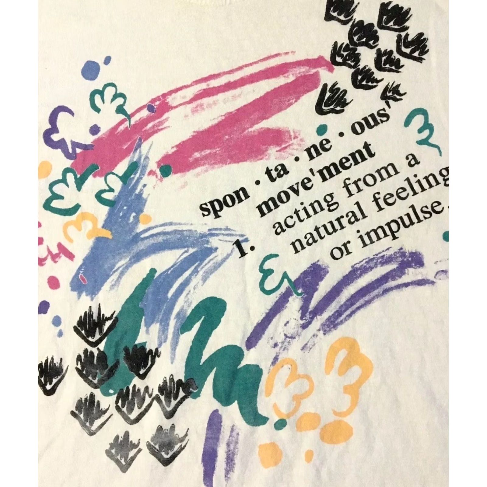 Vintage VINTAGE 90s Spontaneous Movement Shirt XL White Abstract Art Vaporwave Fun Single Stitch Shirt Mens XL White Abstract Art Vaporwave Fun Size US XL / EU 56 / 4 - 2 Thumbnail