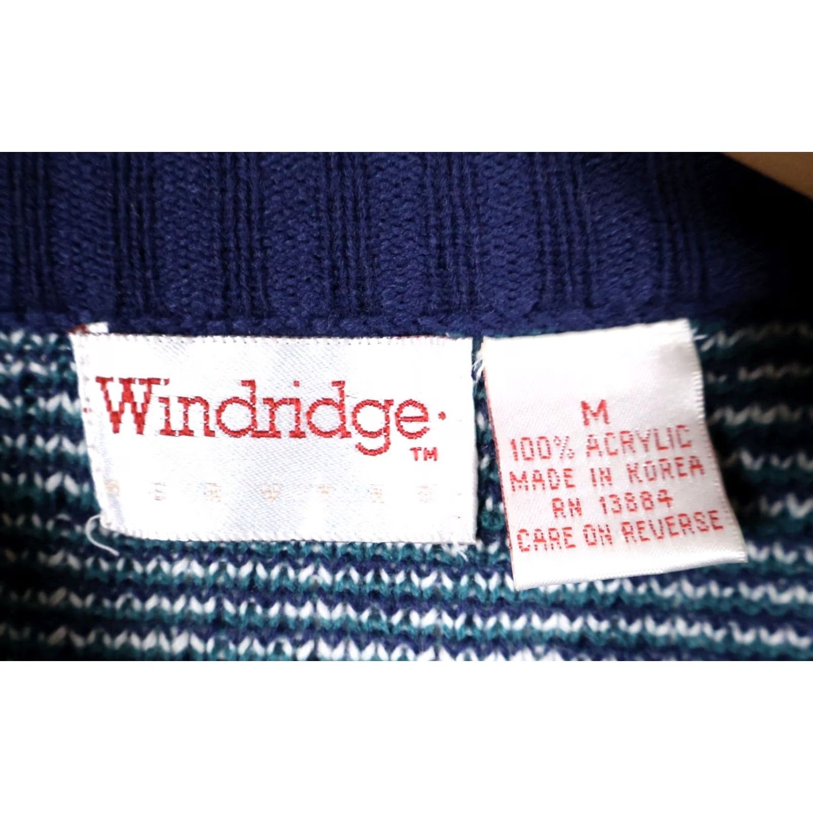 Vintage VINTAGE 90s Fair Isle Sweater Men's M Blue White Crewneck Windridge Pullover Knit Warm Casual Ski Retro Size US M / EU 48-50 / 2 - 3 Thumbnail