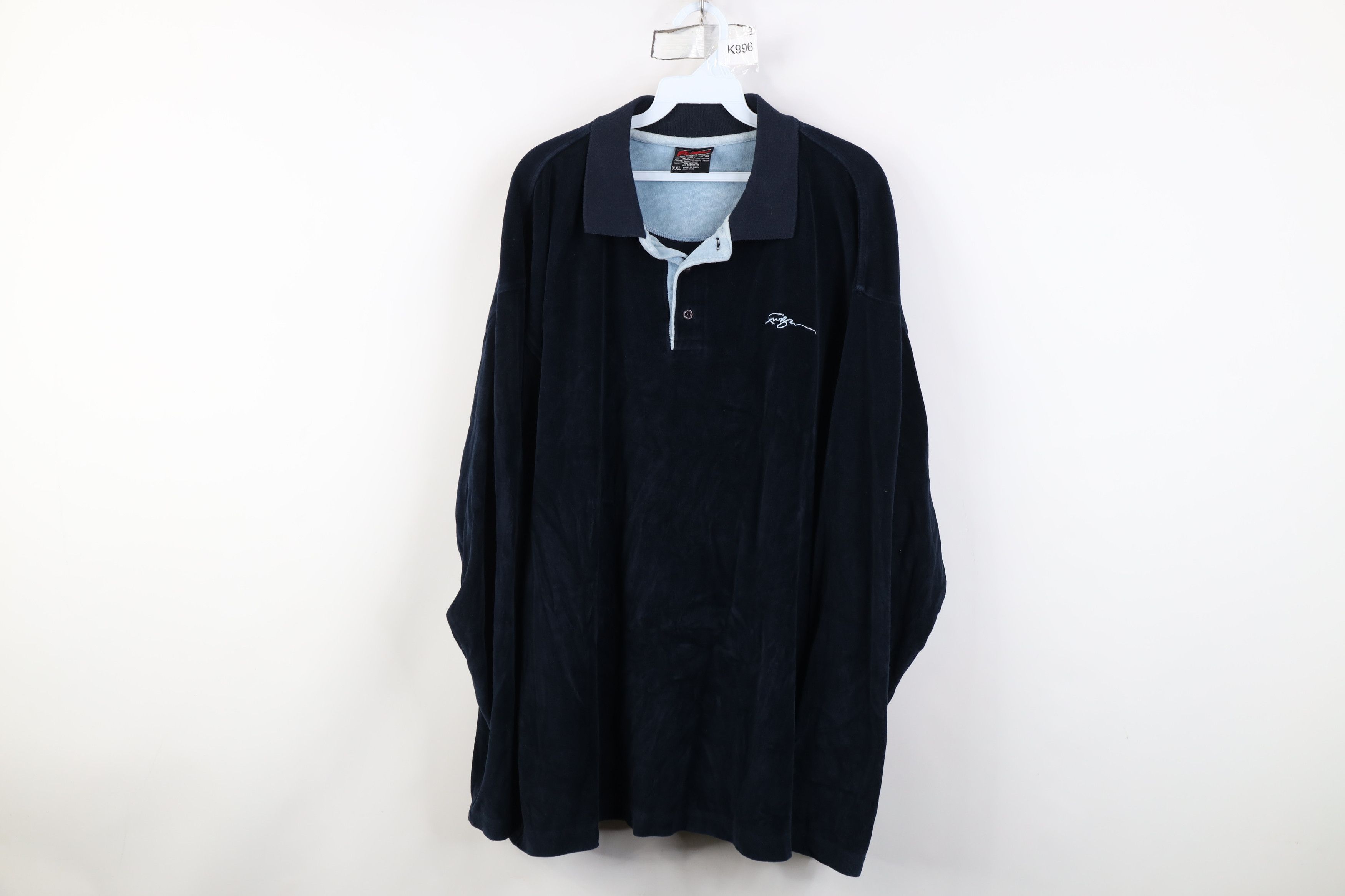 Fubu Vintage 90s Y2K FUBU Spell Out Velour Long Sleeve Rugby Polo Size US XXL / EU 58 / 5 - 1 Thumbnail