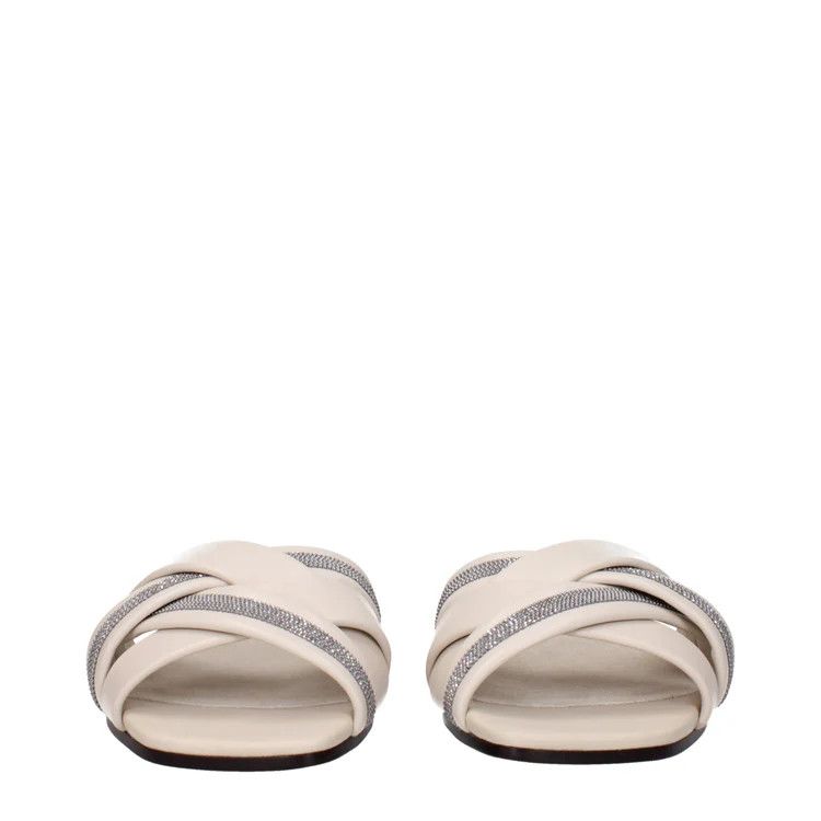 Brunello Cucinelli ob1o1e1024 Leather Slippers in Beige Size US 6 / IT 36 - 3 Thumbnail
