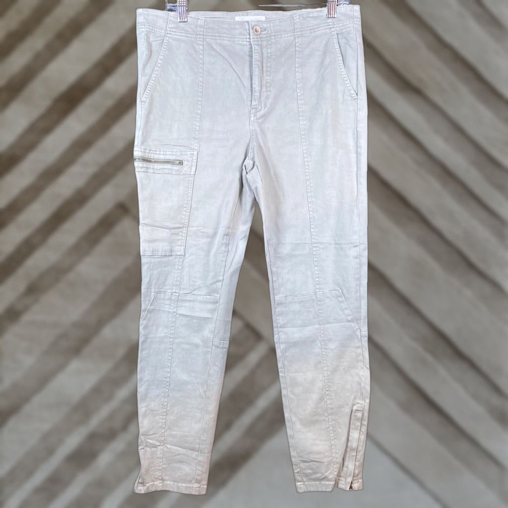 Anthropologie VINTAGE Anthropologie Womens Pants Gray Jogger Cargo Ankle Zip Capris Stretch 31 Size 24" / US 00 / IT 34 - 1 Thumbnail