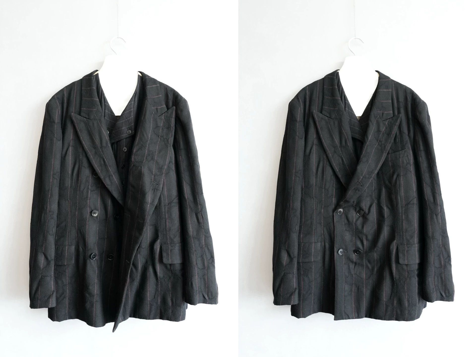 Yohji Yamamoto Yohji Yamamoto 11AW Black/Red Corroded Stripe DB Jkt Size US XXL / EU 58 / 5 - 2 Thumbnail