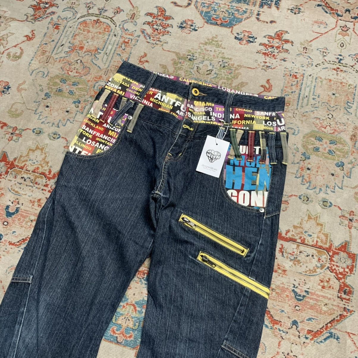 Japanese Brand Antfui Double Waist Dark Blue Jeans Regular Fit Size US 30 / EU 46 - 2 Thumbnail