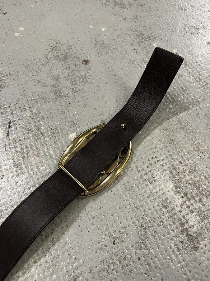 Yves Saint Laurent FW2003 Yves Saint Laurent Golden YSL Logo Buckle Black Leather Belt Size ONE SIZE - 8 Thumbnail