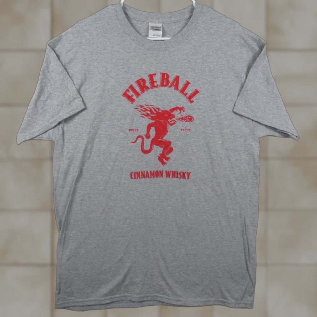 Vintage WTF Fireball Cinnamon Whiskey Graphic T-shirt Men L Red Hot Gray Yellow Crew Neck Short Sleeve Logo Cotton All Seasons T-Shirt Mens Size US L / EU 52-54 / 3 - 1 Thumbnail