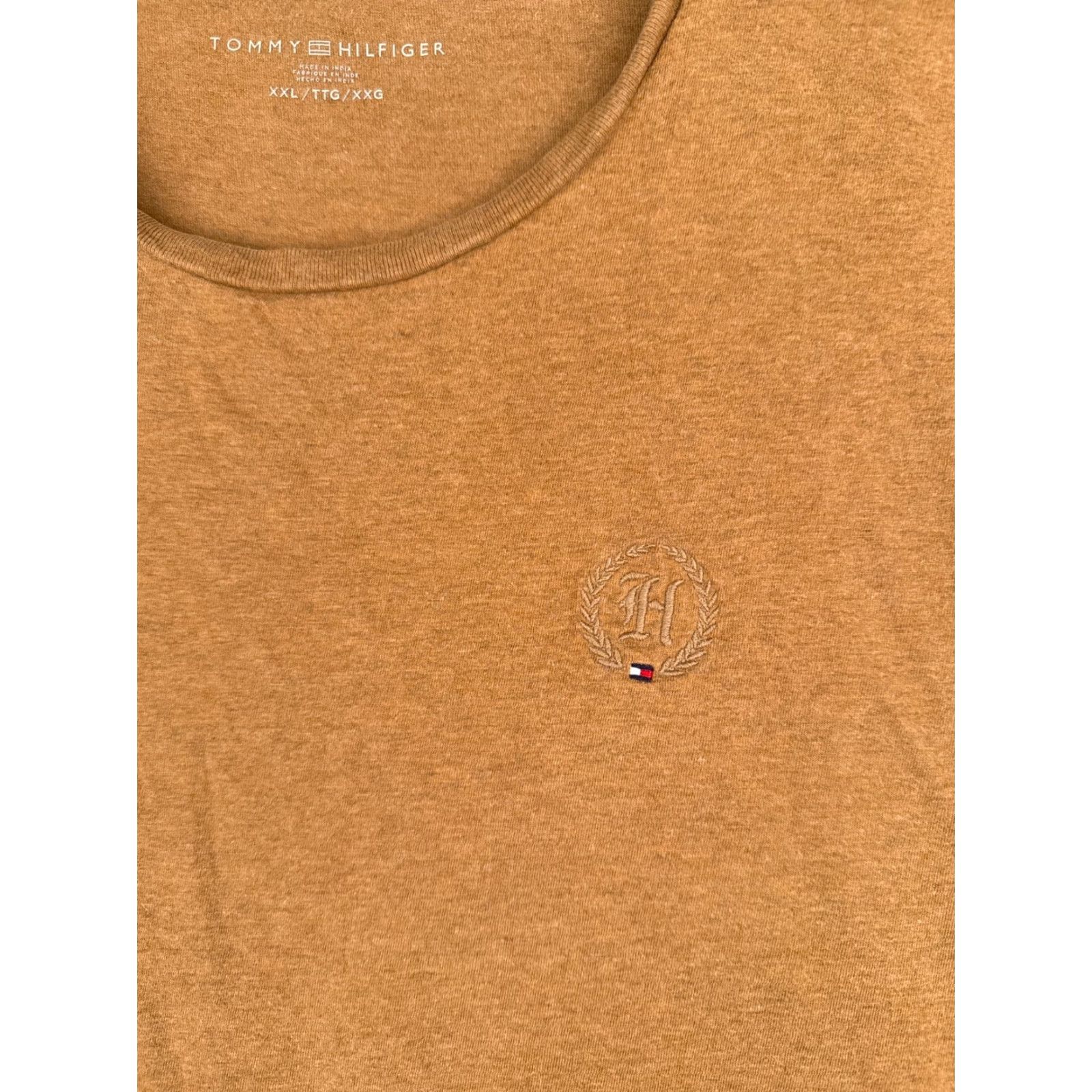 Tommy Hilfiger VINTAGE Tommy Hilfiger Shirt Adult 2XL Brown Cotton Crew Neck Short Sleeve Mens Logo Embroidered 90s Inspired Size US XXL / EU 58 / 5 - 6 Thumbnail