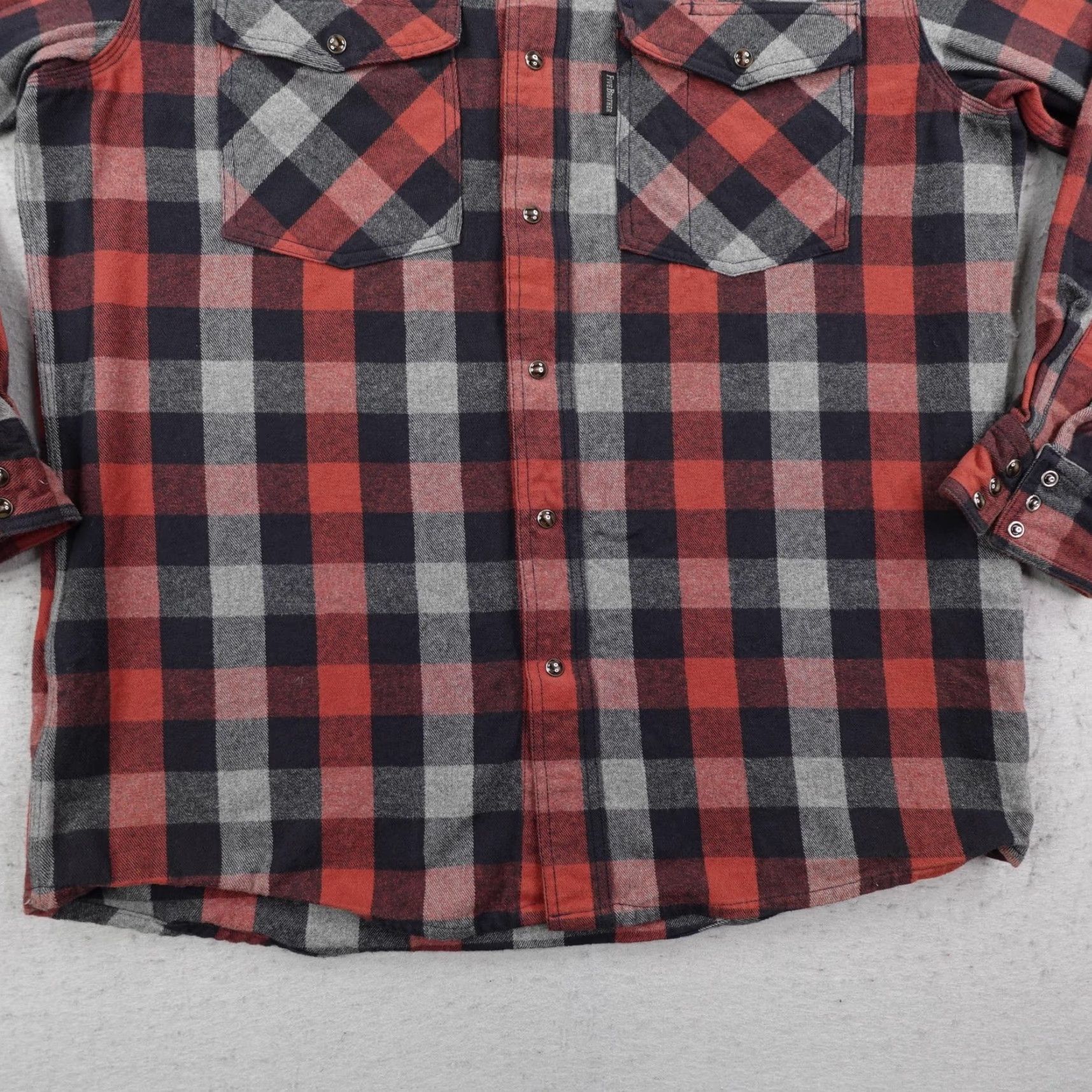 Vintage FiveBrother Shirt Men Large Red Gray Plaid Flannel Pearl Snap Overshirt Shacket Button-Up Outdoor Mens Size US L / EU 52-54 / 3 - 4 Thumbnail