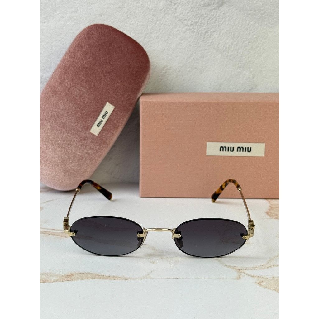 Miu Miu NEW Miu Miu MU A54S Rimless Sunglasses in Gold Grey $578 Size ONE SIZE - 5 Thumbnail