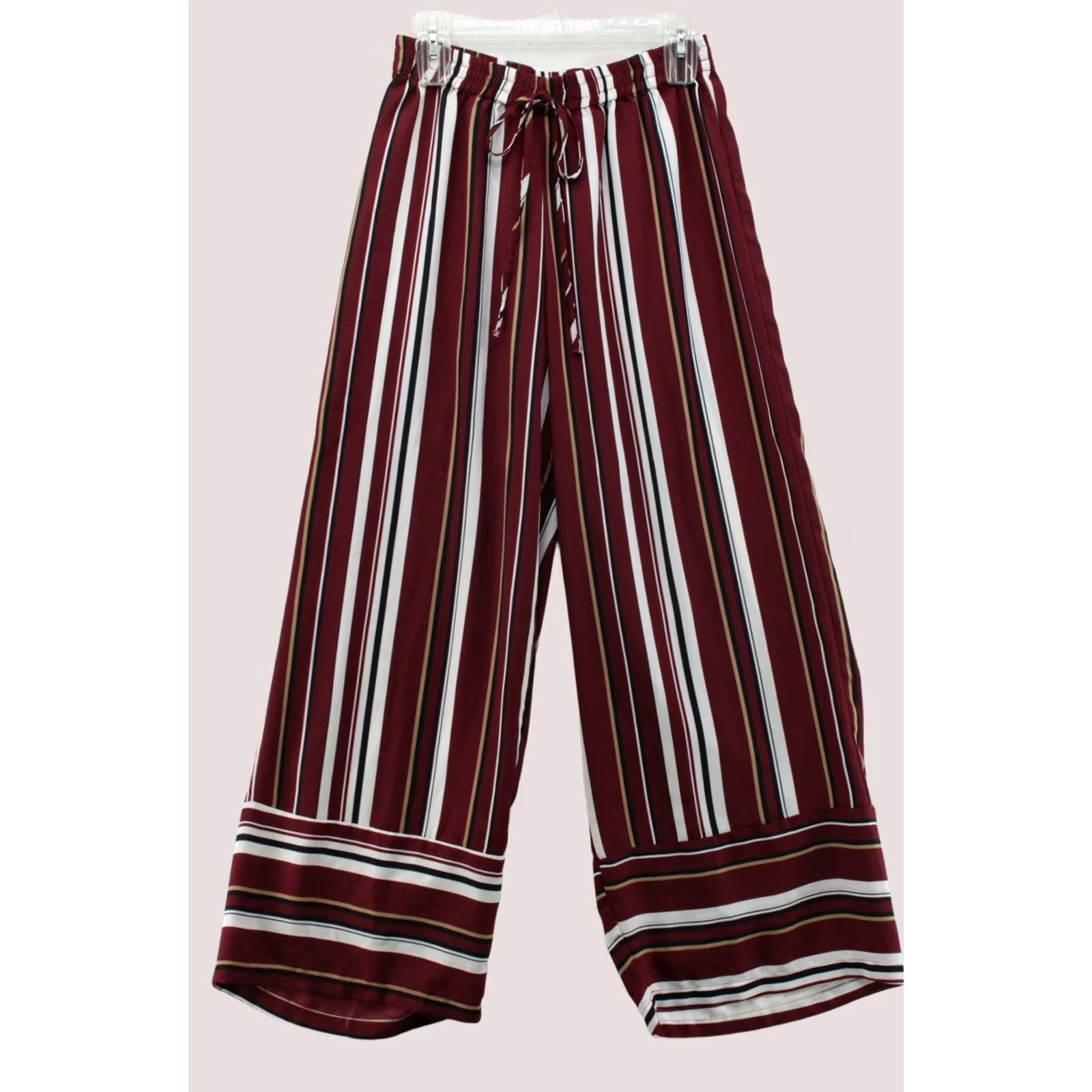 Vintage UMGEE Red Boho Palazzo Pants Wide Leg Drawstring Elastic Waist M Women's Medium Pants Size 32" / US 10 / IT 46 - 1 Thumbnail