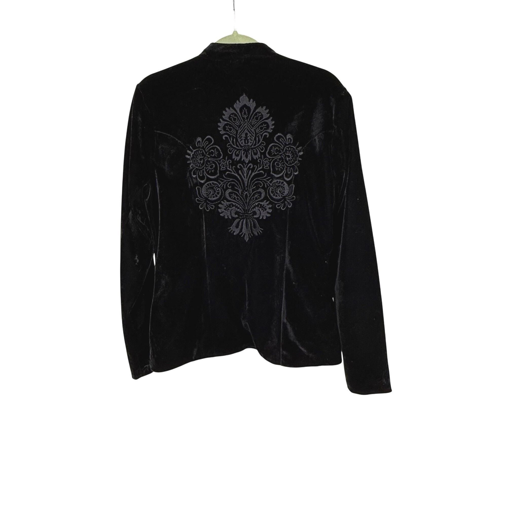Other Black Velvet Women's Jacket Embroidered Mandarin Collar Size Size L / US 10 / IT 46 - 4 Thumbnail