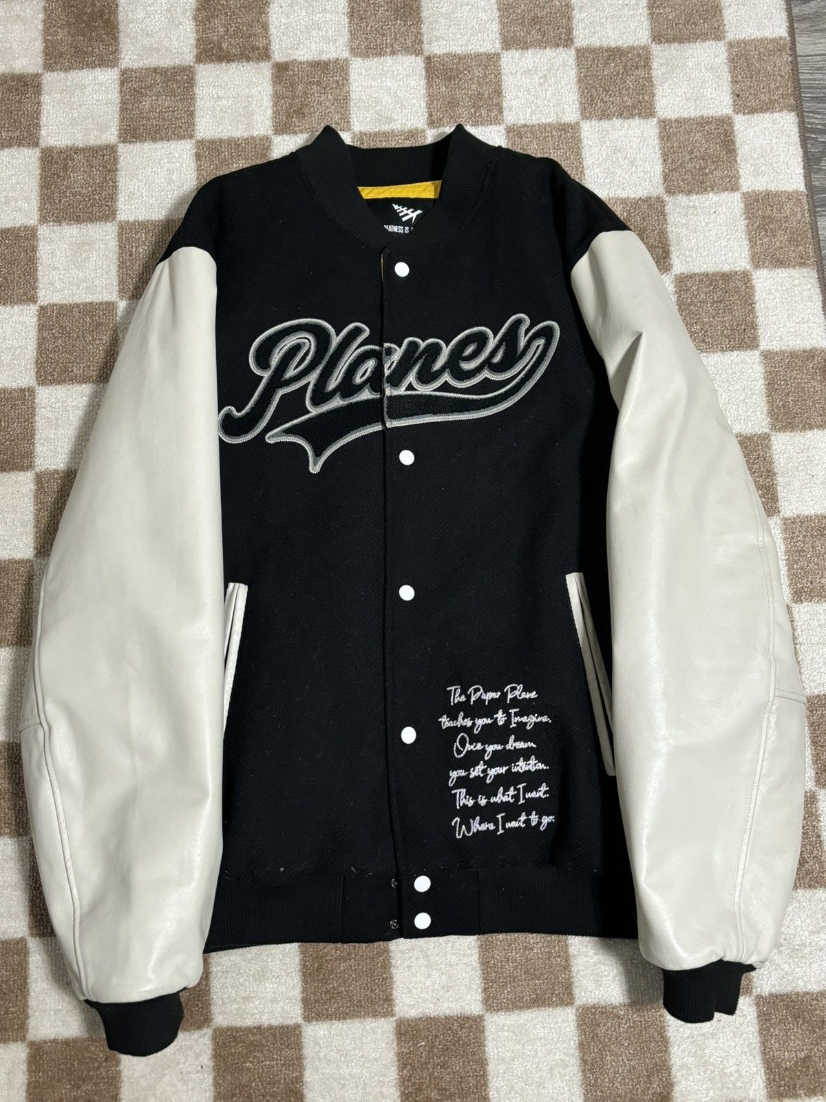 image of Paper Planes Varsity Jacket in Black, Men's (Size 2XL)