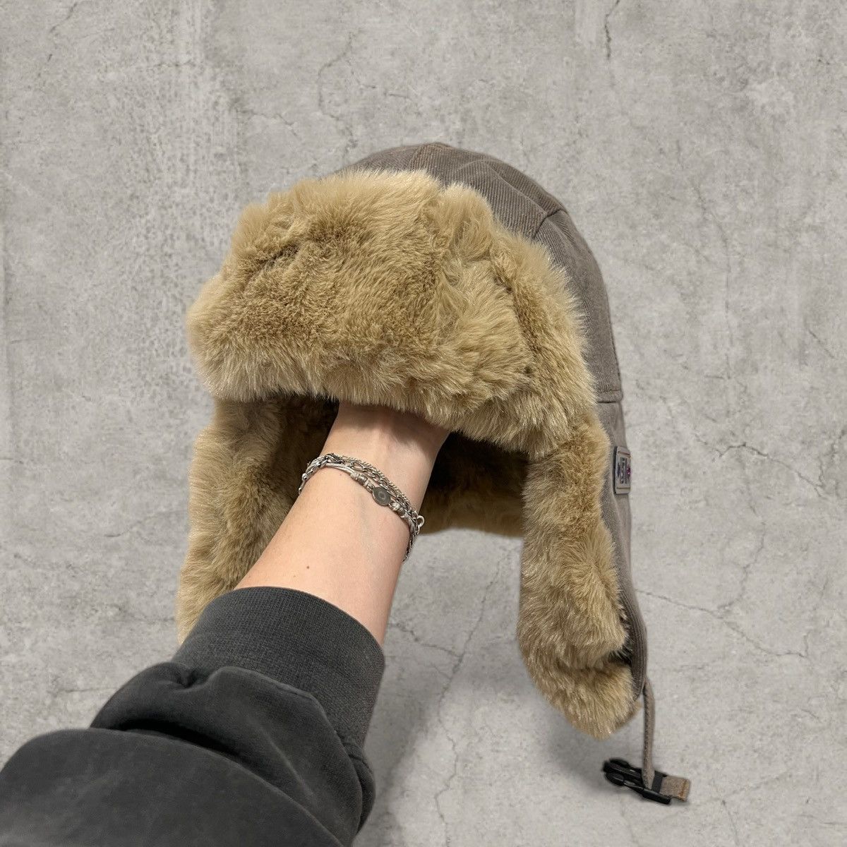 Japanese Brand Russian Ushanka fluffy winter hat in grey. One size Size ONE SIZE - 1 Thumbnail