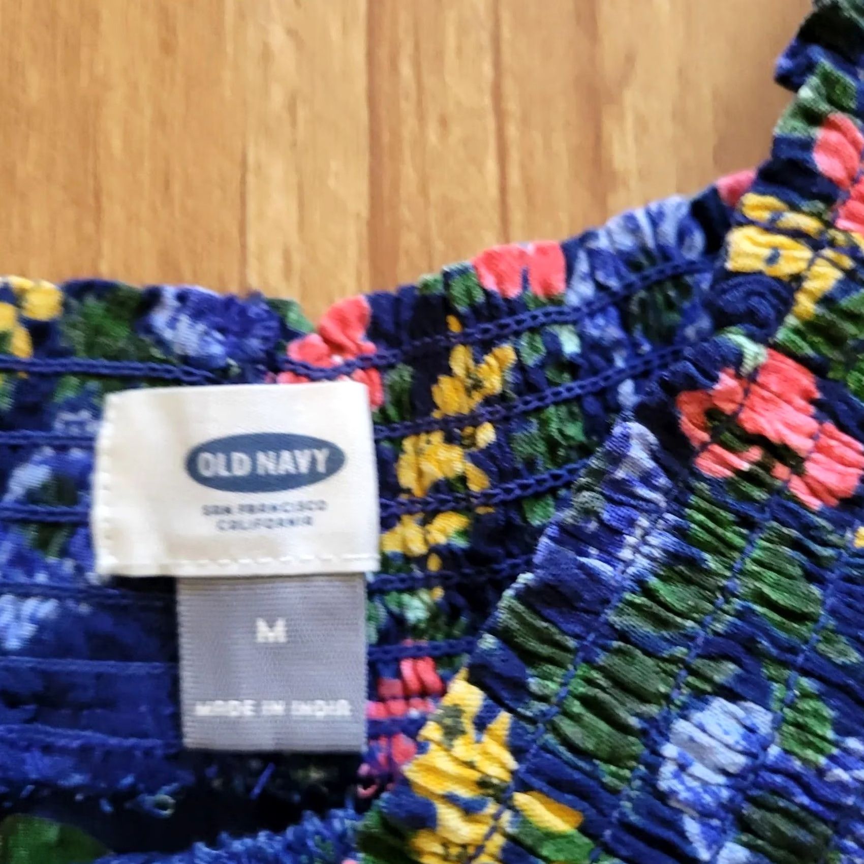 Old Navy Old Navy Floral Womens Medium Coral Off Shoulder Casual Flowy Top Size M / US 6-8 / IT 42-44 - 7 Thumbnail