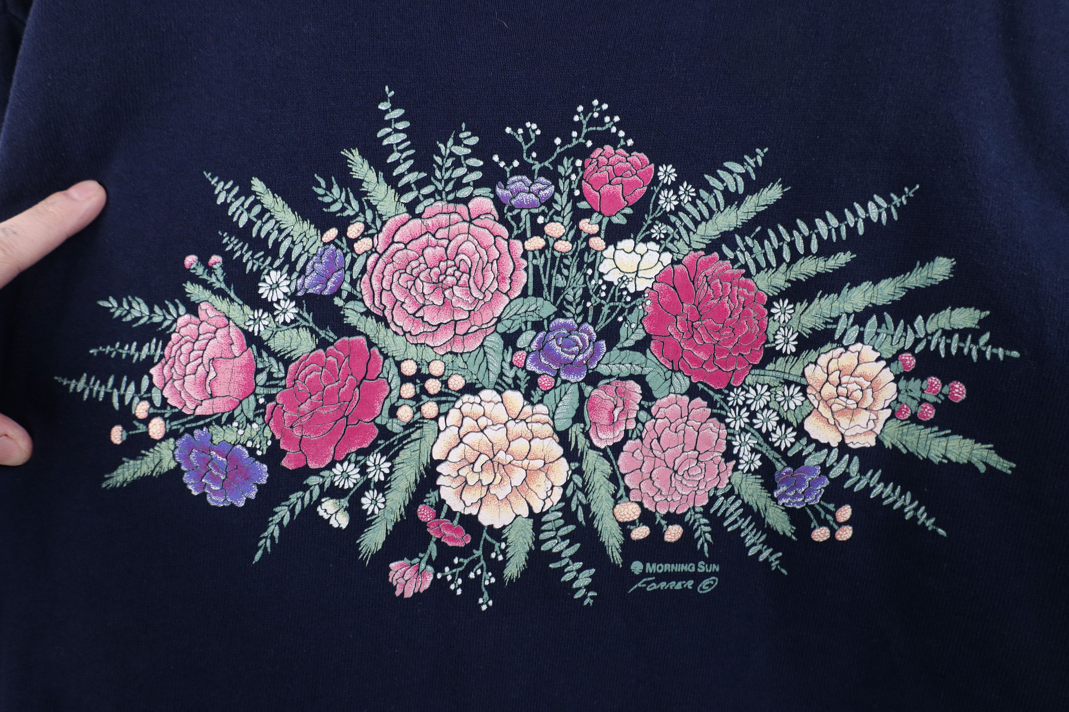 Vintage Vintage 90s Streetwear Nature Flower Sweatshirt USA Size L / US 10 / IT 46 - 4 Thumbnail