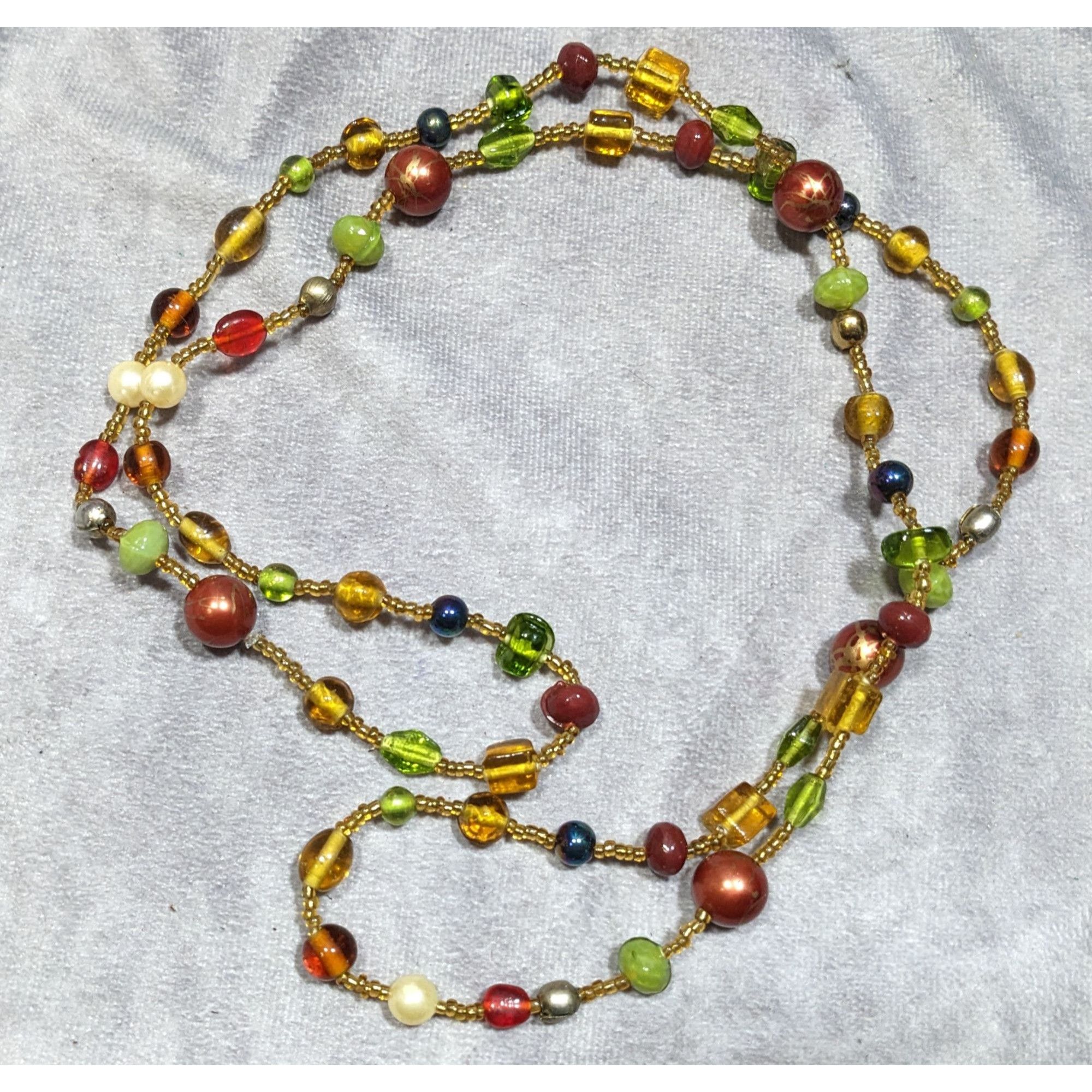 Handmade Vintage Handmade Earth Tone Glass Beaded Necklace Size ONE SIZE - 5 Thumbnail
