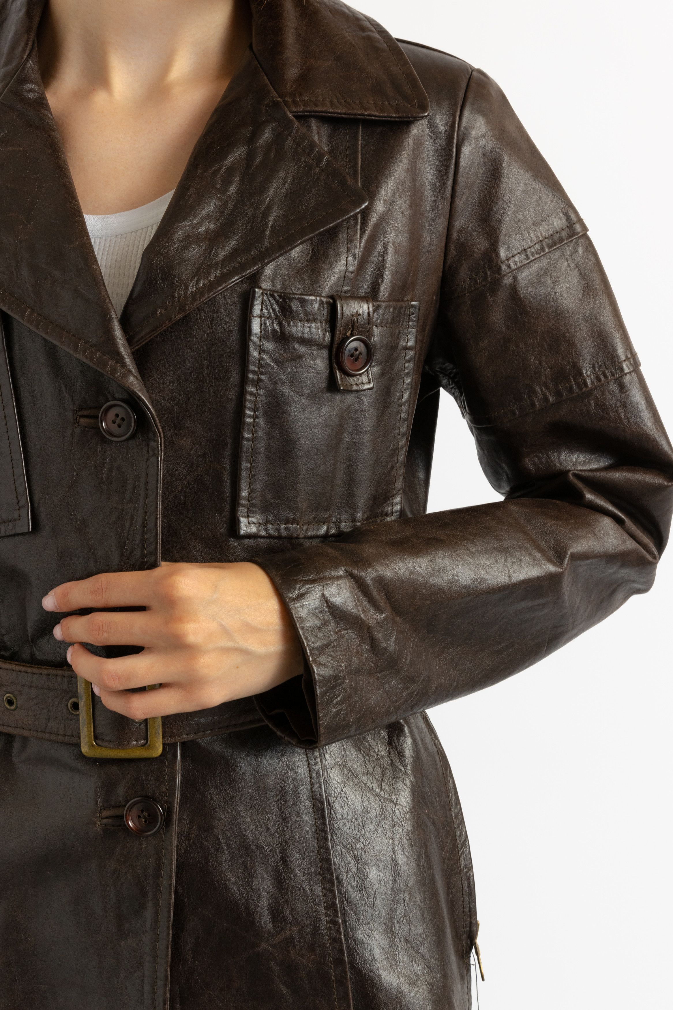 Vintage Leather Blazer Biker Outwear Autumn Coat 8711 Size L / US 10 / IT 46 - 7 Thumbnail