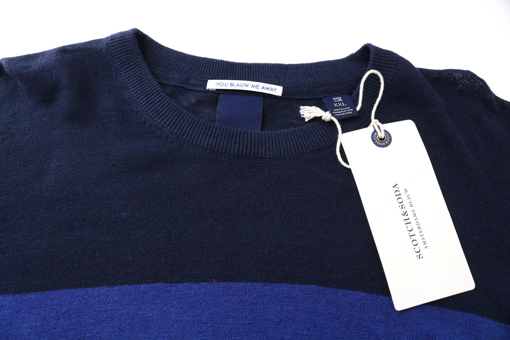 Scotch & Soda AMS BLAUW 2XL Blue Linen Cotton Sweatshirt 75111 Size US XXL / EU 58 / 5 - 3 Thumbnail