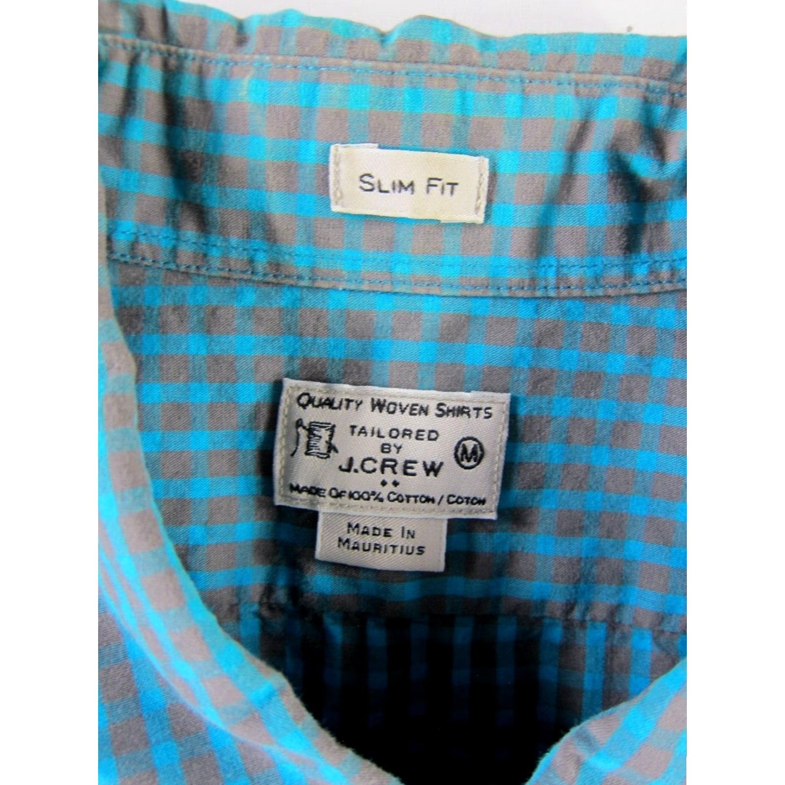 J.Crew J.Crew Tailored Grey Blue Plaid Button Up Cotton Long Sleeve Slim Fit Shirt M Size US M / EU 48-50 / 2 - 3 Thumbnail
