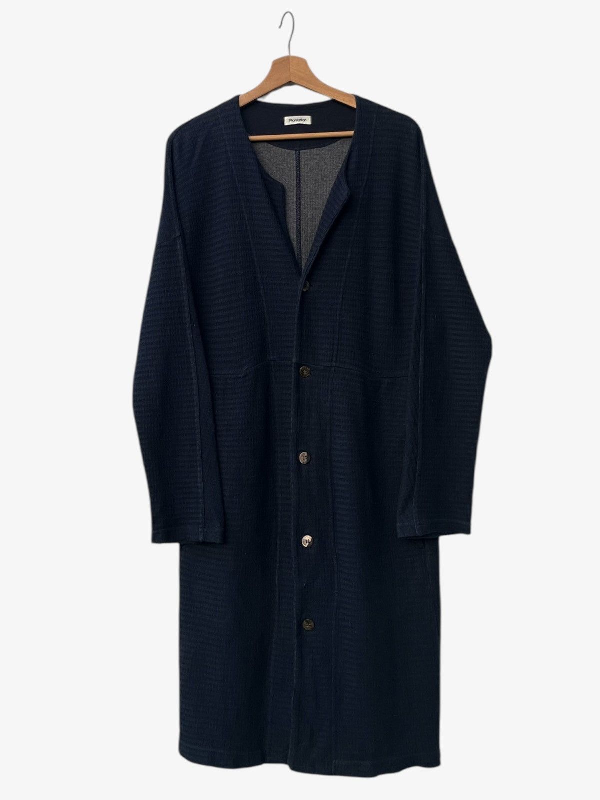 Issey Miyake Plantation Blue Cotton Long Cardigan Textured Finish Size M / US 6-8 / IT 42-44 - 2 Thumbnail