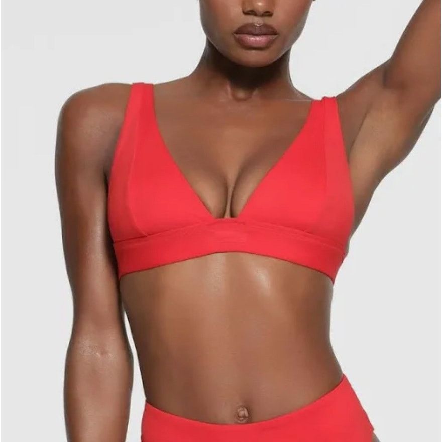 SKIMS NWT Skims Plunge Bikini Top - Red, Size XL Size XL / US 12-14 / IT 48-50 - 1 Thumbnail