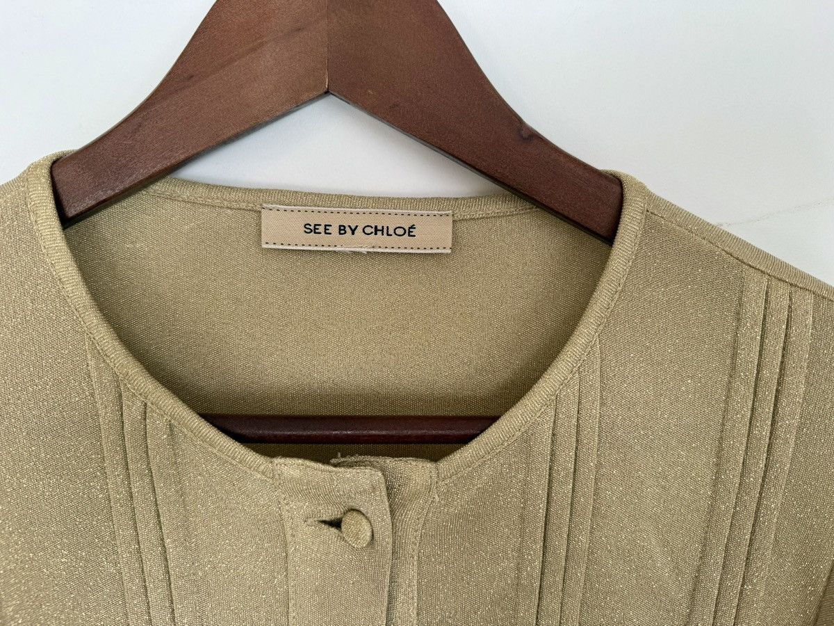 See by Chloe See by Chloé Gold Button Blouse Pleated Front Short Sleeve Size S / US 4 / IT 40 - 2 Thumbnail
