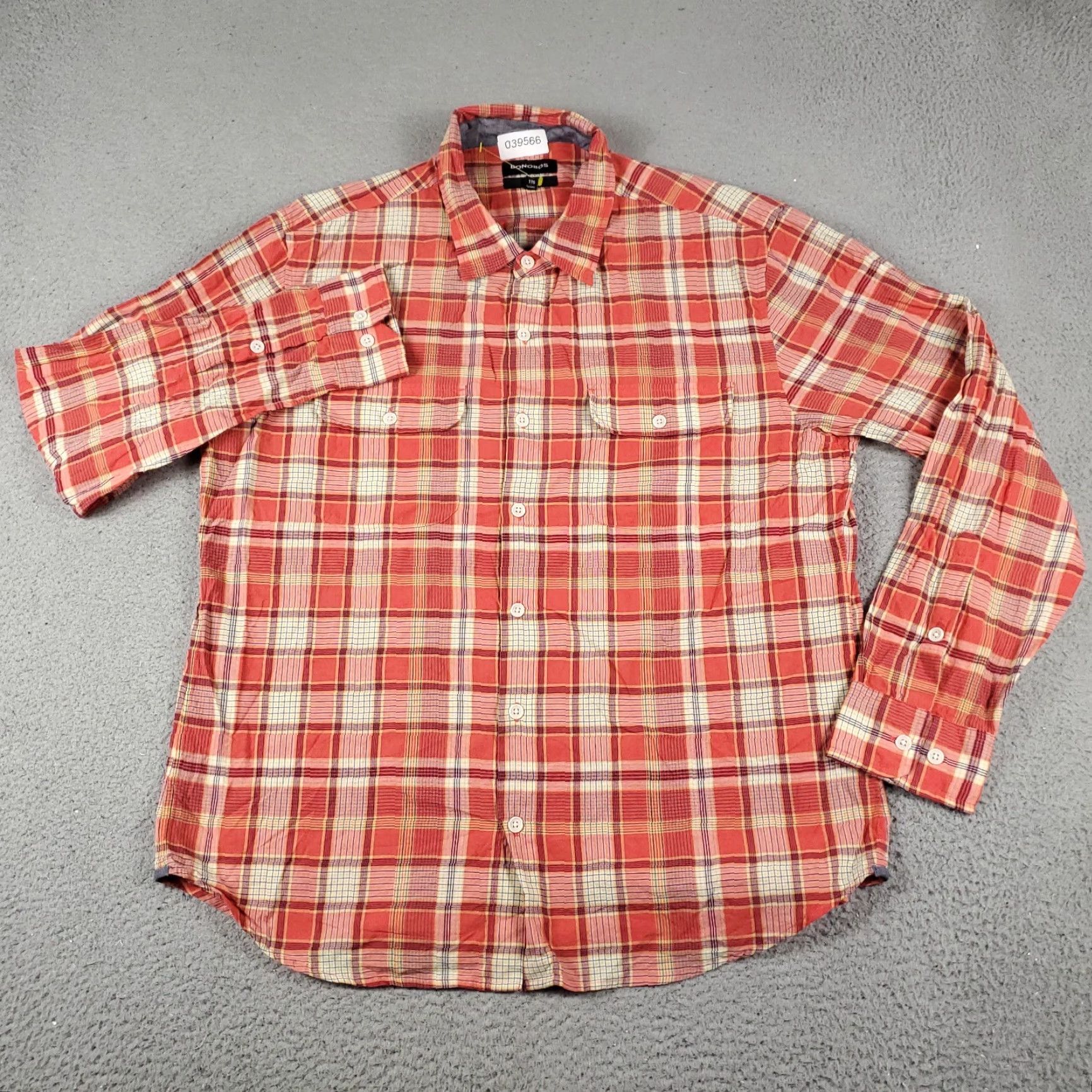 Bonobos Bonobos Button-Up Shirt Mens 2XL Coral Plaid Long Sleeve Casual Size US XXL / EU 58 / 5 - 2 Thumbnail