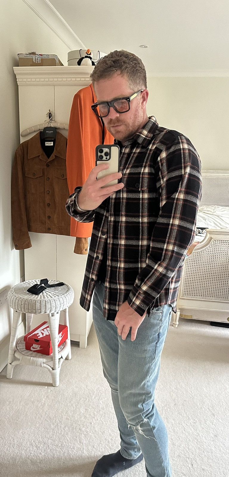Celine × Hedi Slimane Celine black red white flannel shirt jacket 39 like new Hedi Size US L / EU 52-54 / 3 - 6 Thumbnail