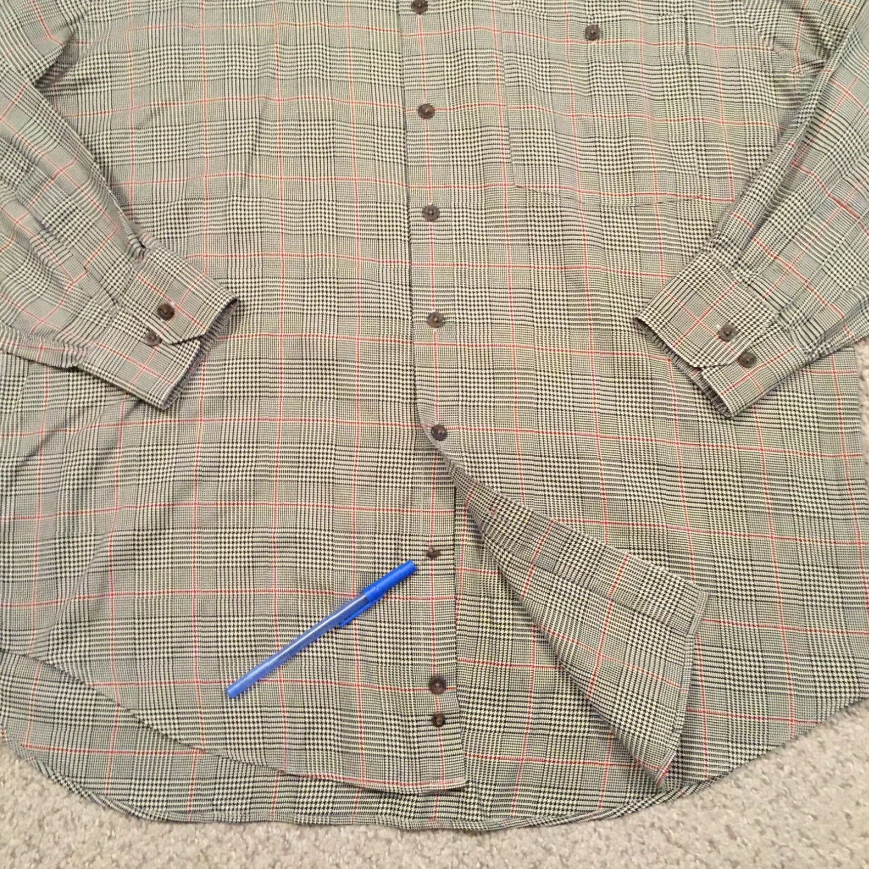 Johnston & Murphy Johnston & Murphy Shirt Mens Large Black Red Plaid Long Sleeve Button Up Size US L / EU 52-54 / 3 - 4 Thumbnail