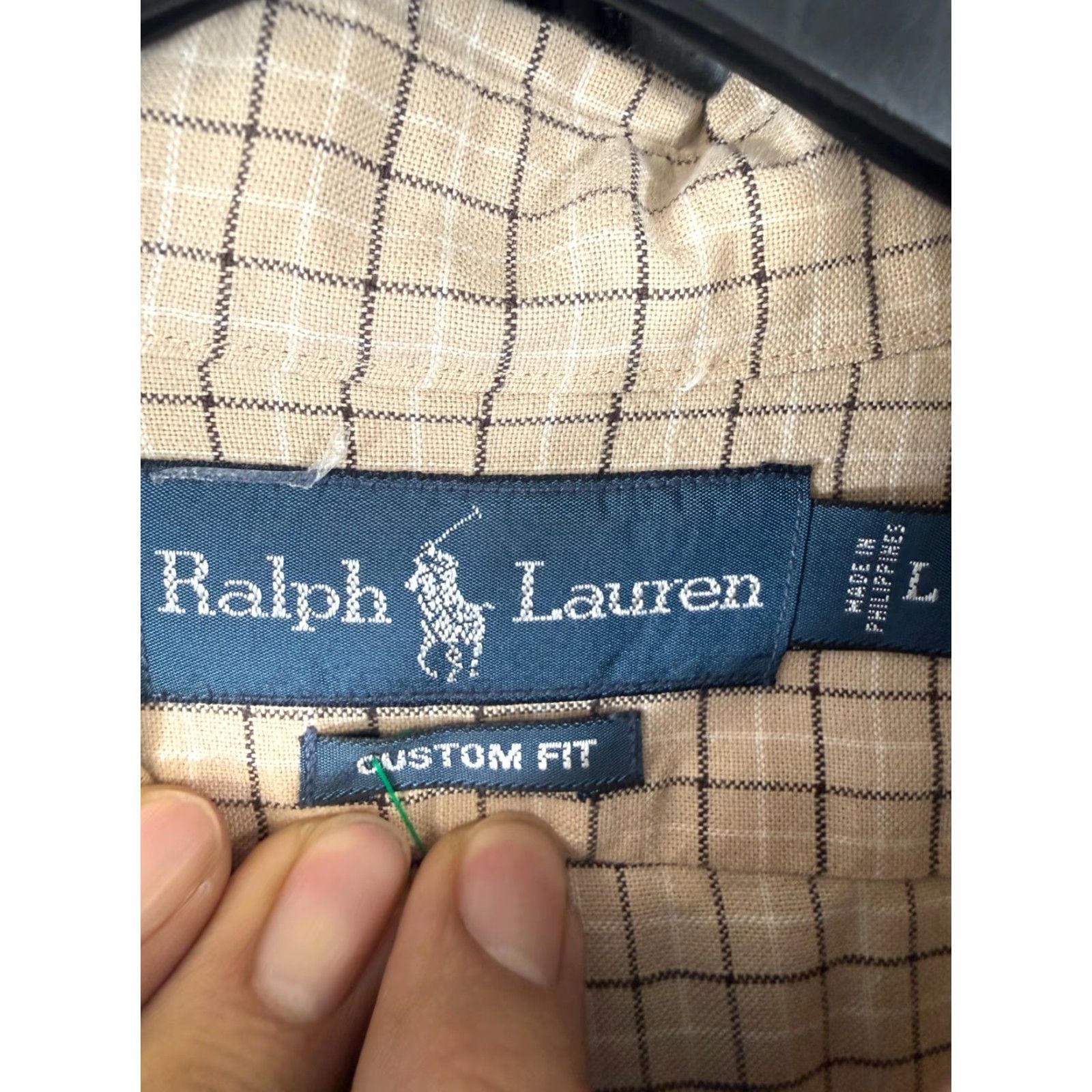 Ralph Lauren Ralph Lauren Shirt Mens L Beige Tan Micro Plaid Custom Fit Long Sleeve Pony Logo Size US L / EU 52-54 / 3 - 7 Thumbnail